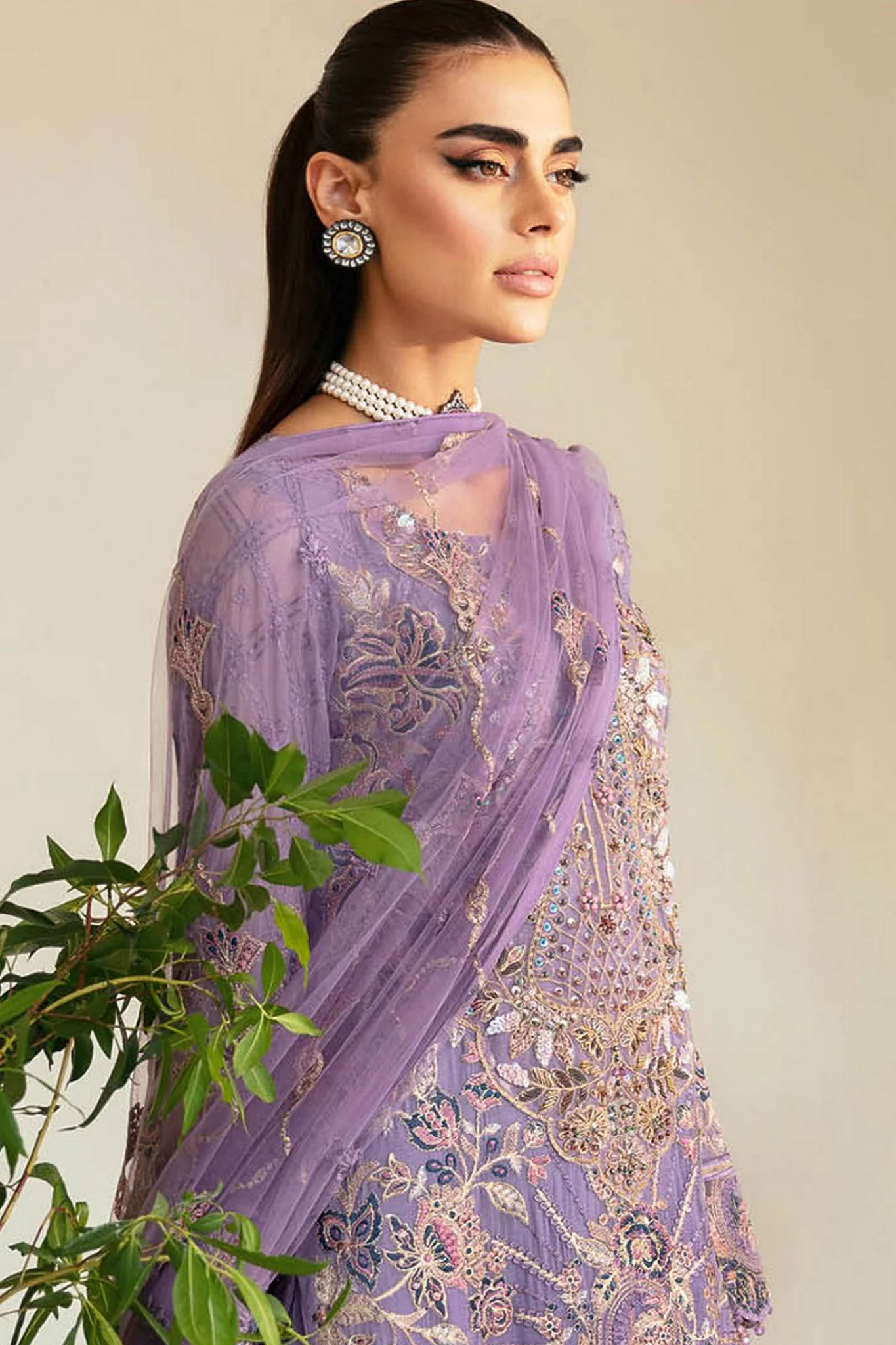 Dastoor By Ramsha Unstitched 3 Piece Luxury Chiffon Vol-01 Suit-P-104 - Image 4