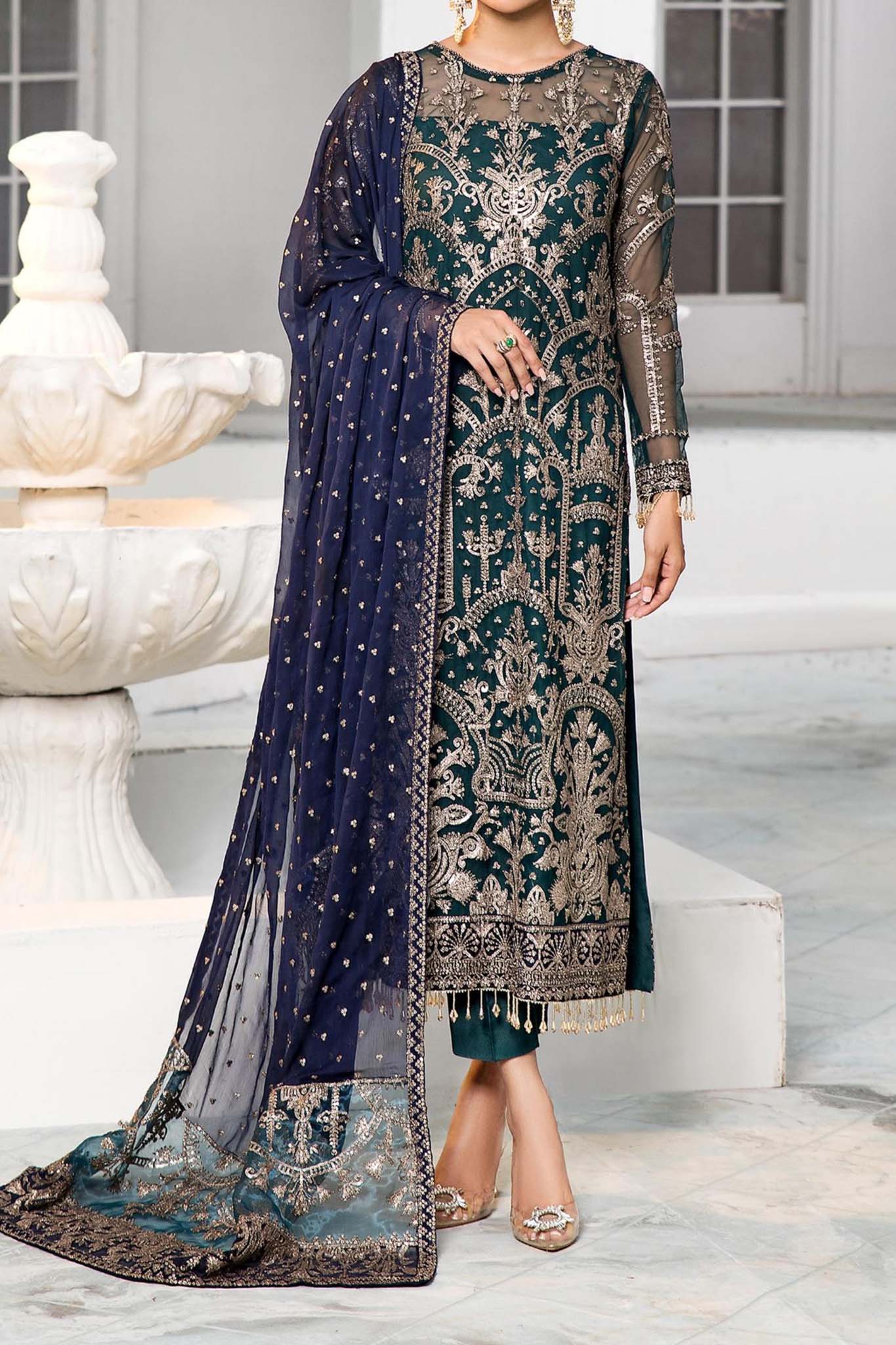 De Luxury by Zarif Unstitched 3 Piece Formal Suit-ZDL-09