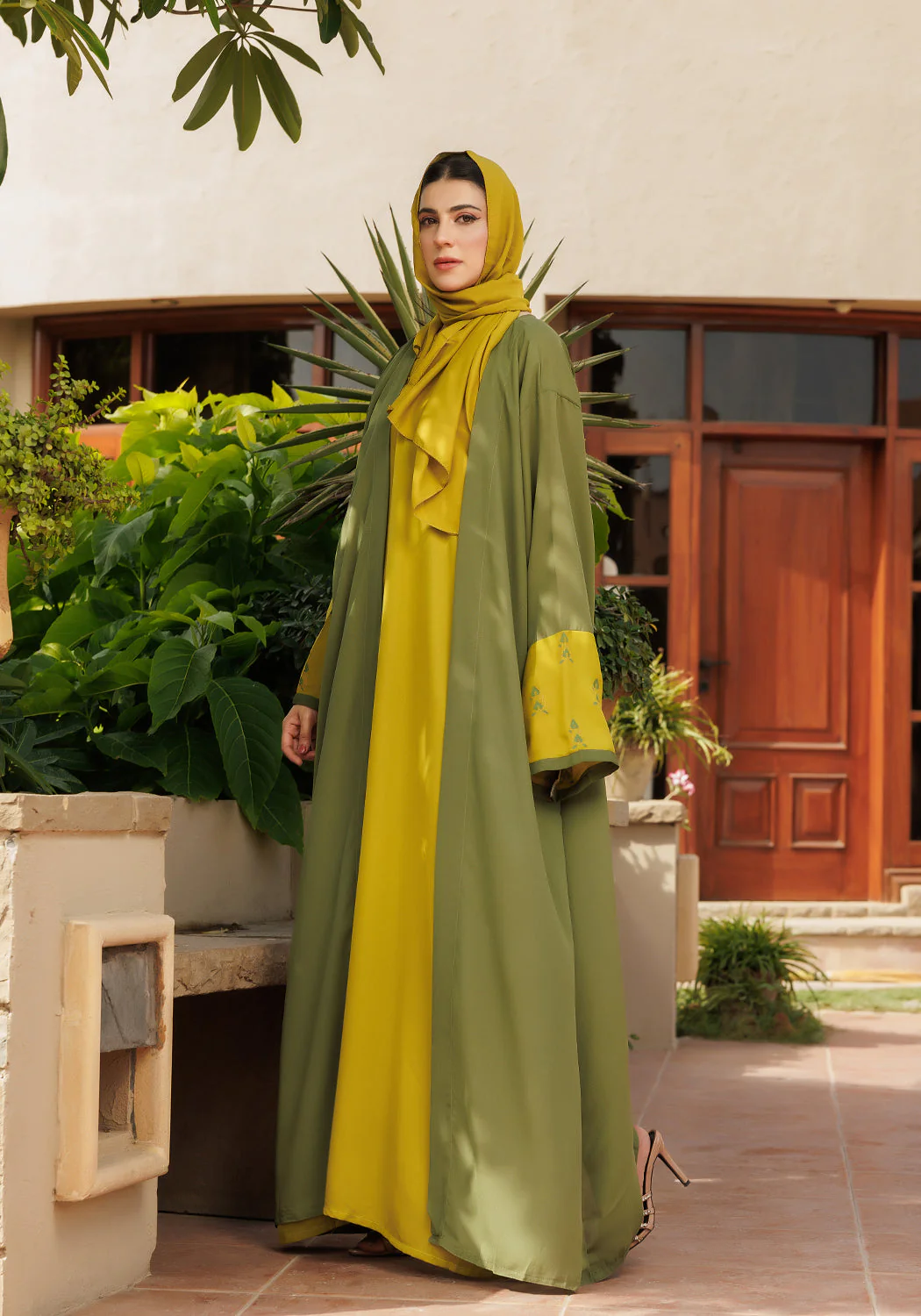 Hijabi.Pk Golden Olive Abaya - Image 4