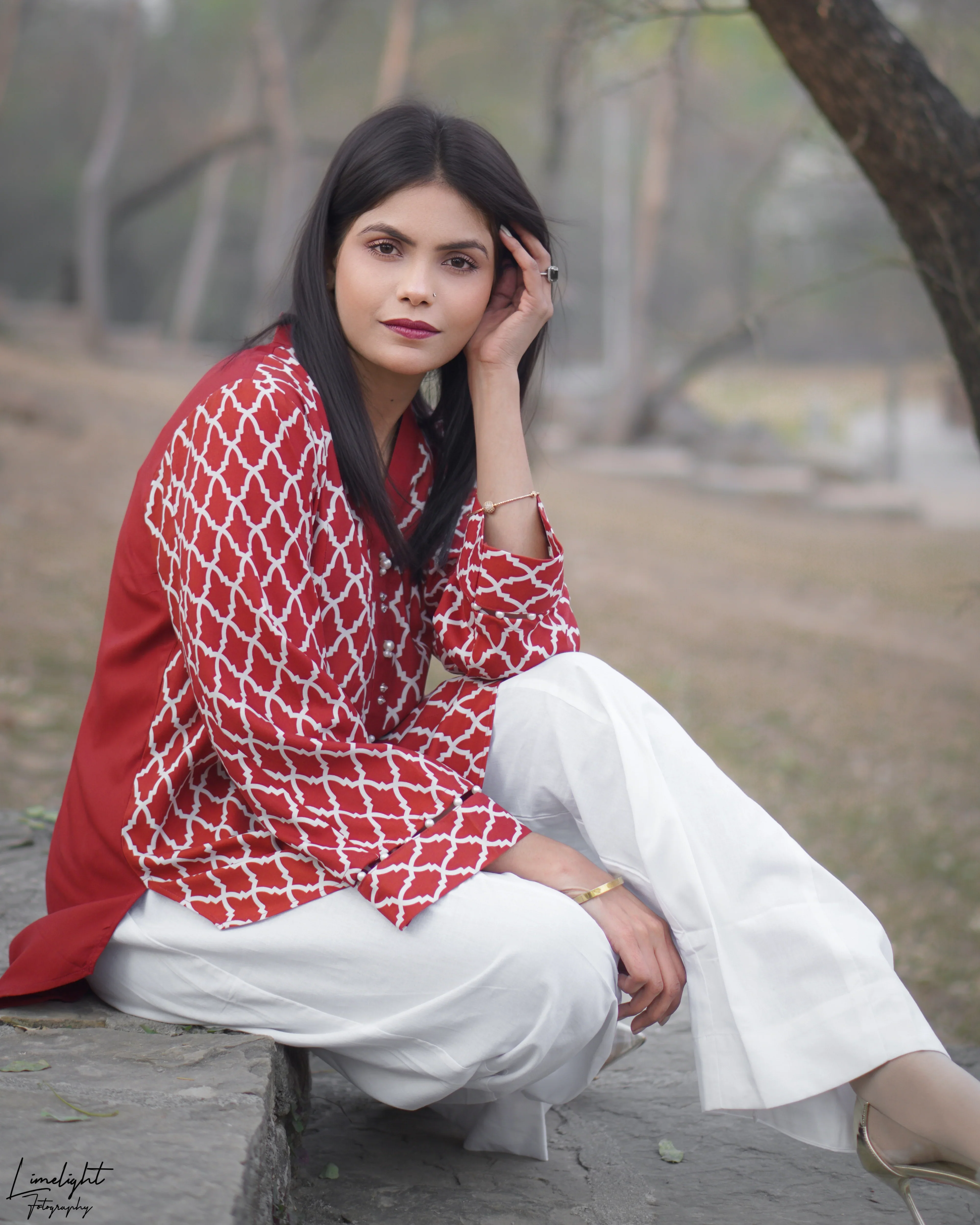 Urban Cut 2 Piece Printed Co-Ord Set - Red - Image 10