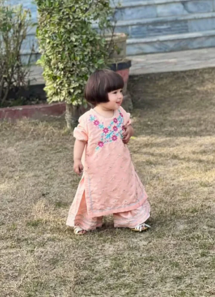 Urban Cut Girls Raw Silk 2Pcs Delicate-Peach - Image 5