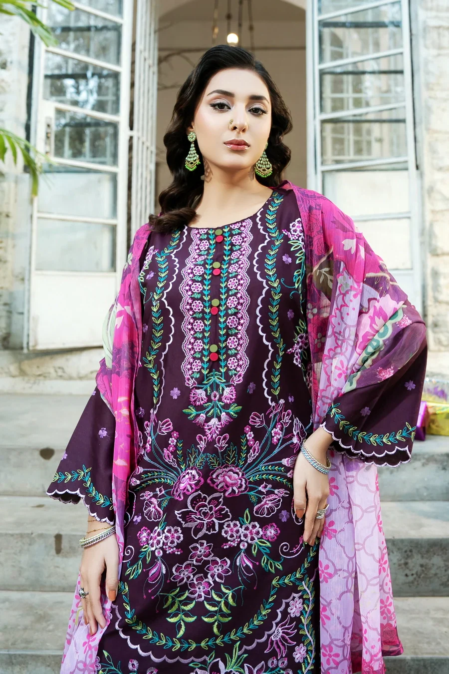 Dhaga Stitched 3 Piece Summer Suit-Lantana - Image 9