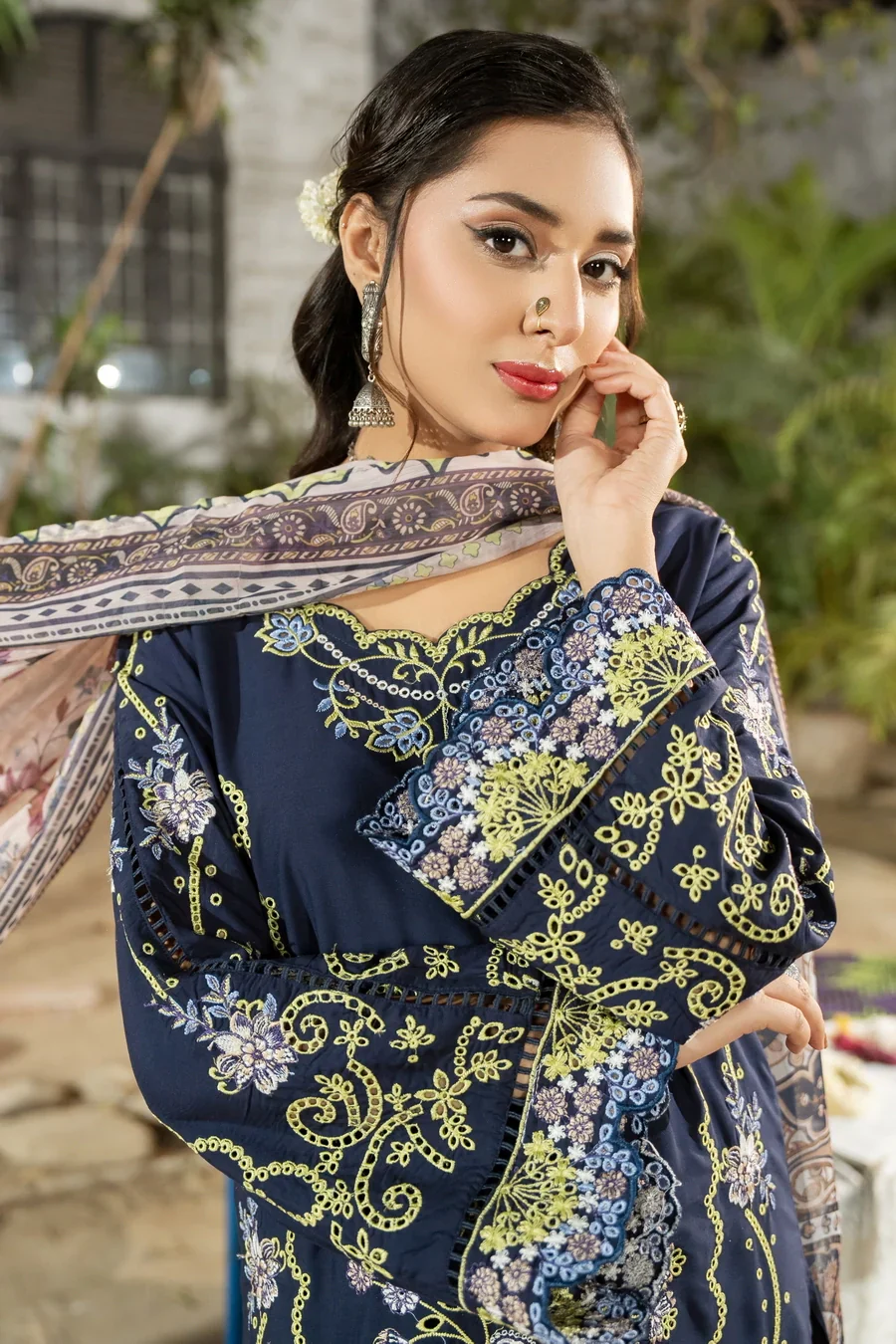 Dhaga Stitched 3 Piece Summer Suit-Royal azure - Image 5
