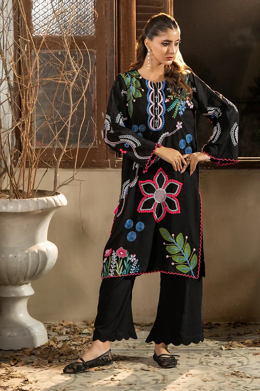 Dhaga Stitched Summer Women Suit-Midnight folk - Image 5