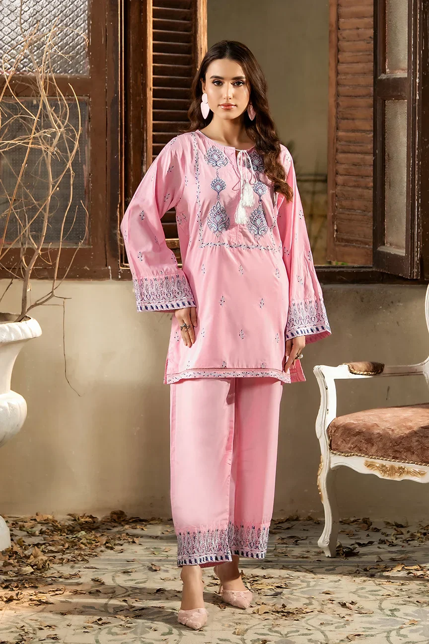 Dhaga Stitched Summer Women Suit-Morning Dew - Image 2