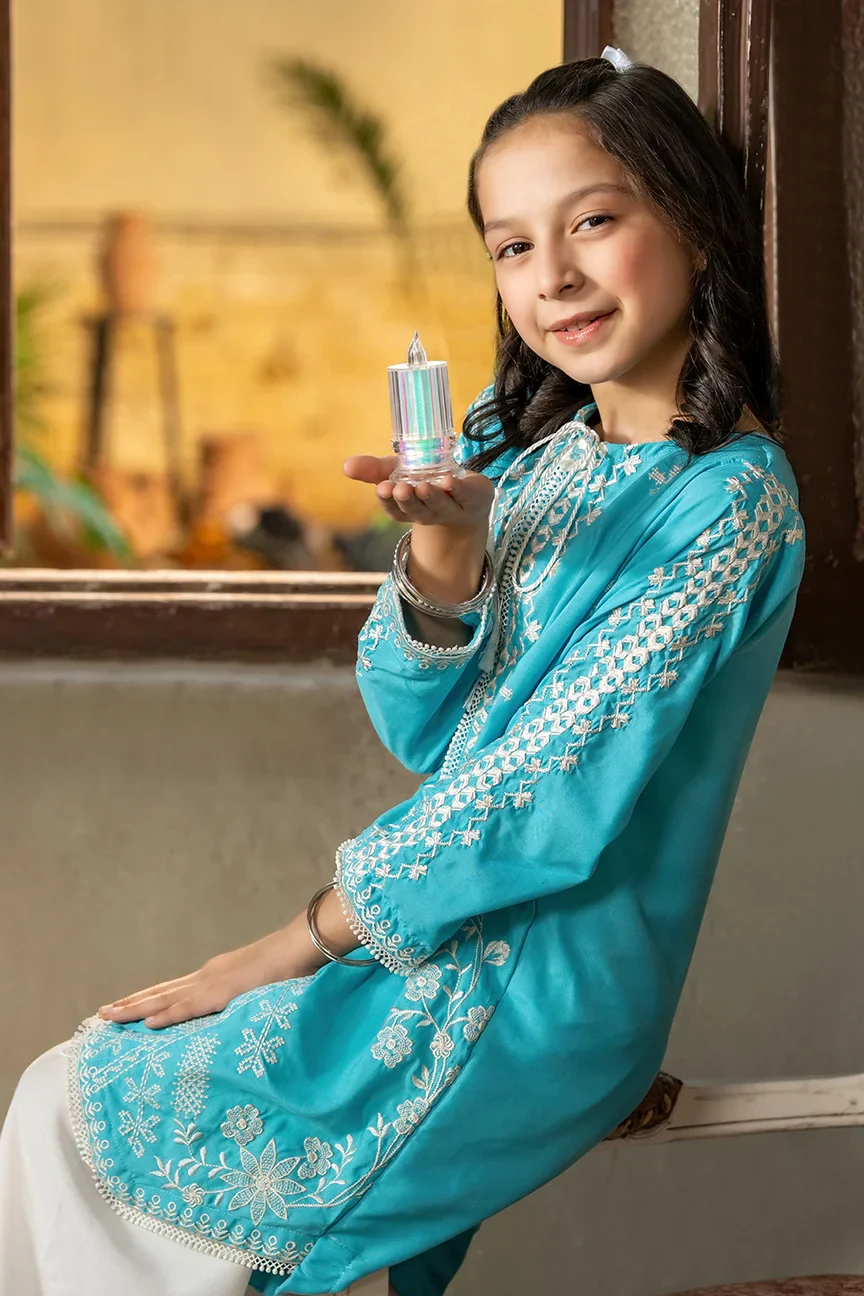 Dhaga Stitched Summer Kids Suit-Sky is blue - Image 5