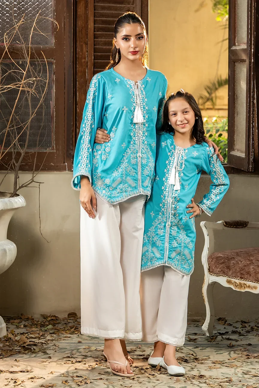 Dhaga Stitched Summer Kids Suit-Sky is blue - Image 7