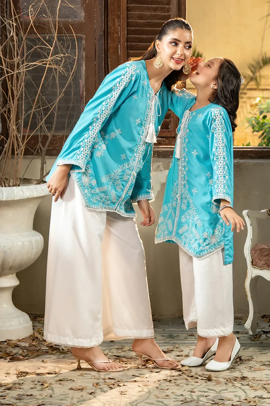 Dhaga Stitched Summer Kids Suit-Sky is blue - Image 9