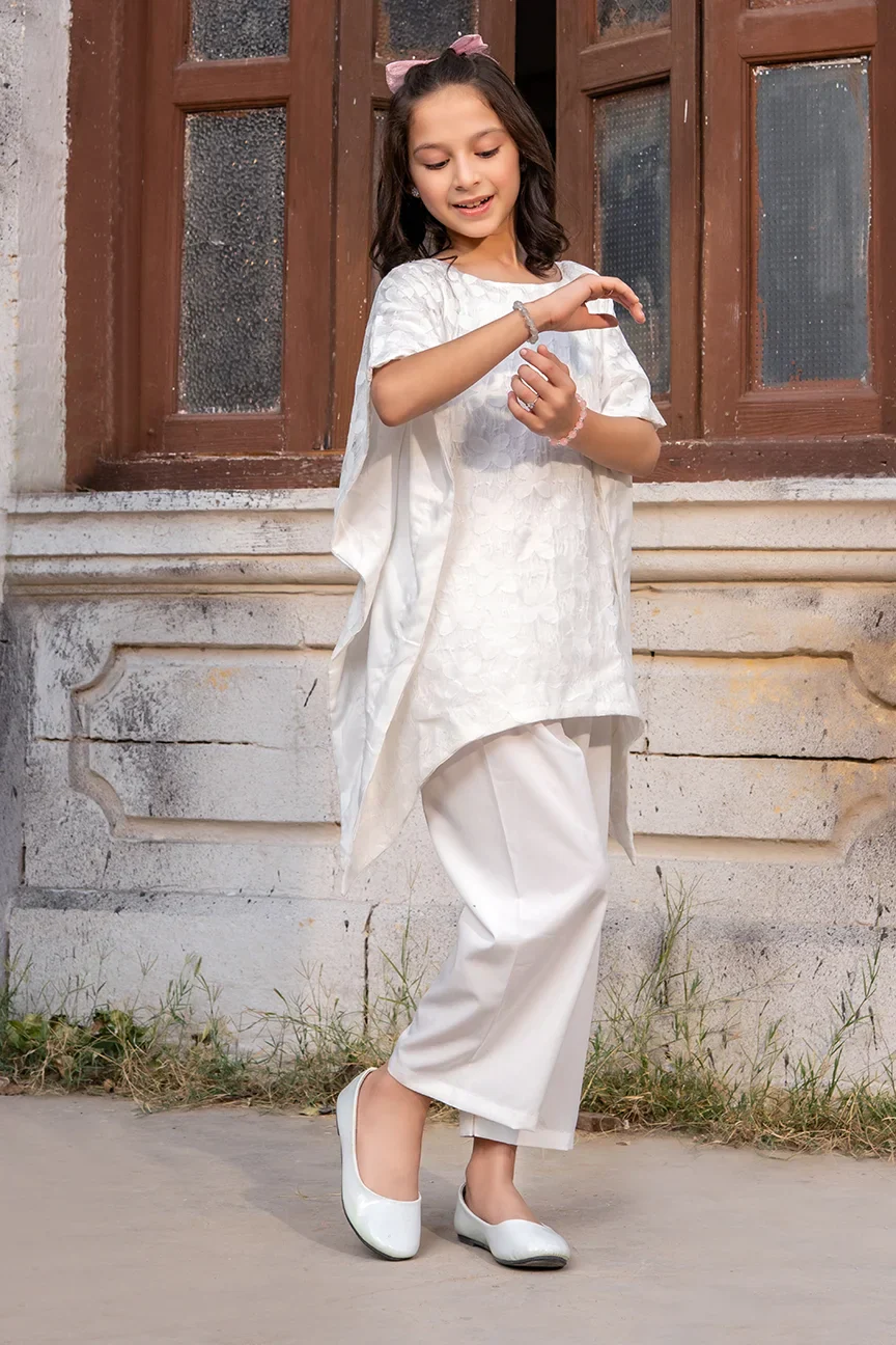 Dhaga Stitched Summer Kids Suit-Zehra Cape Set - Image 3