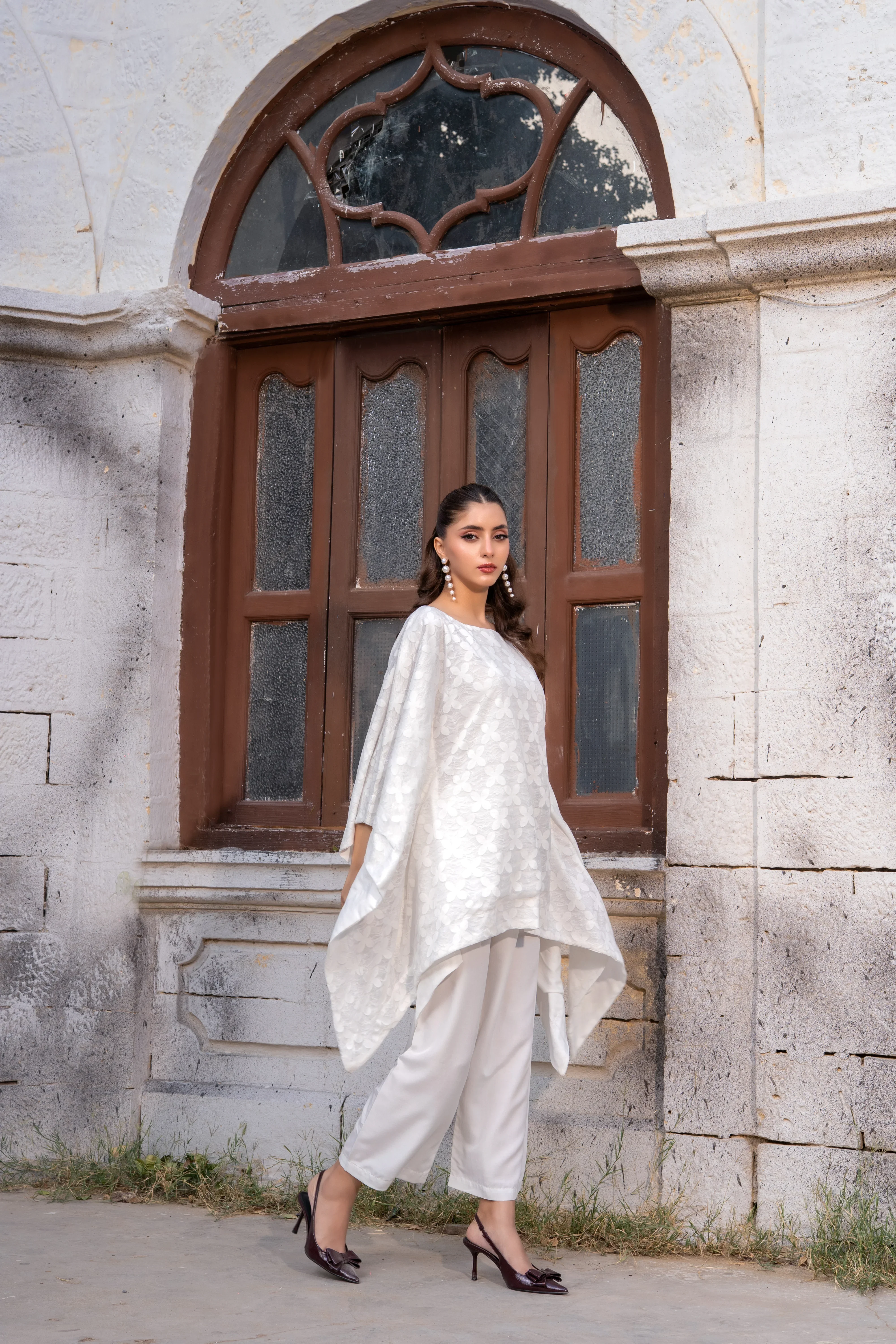 Dhaga Stitched Summer Women Suit-Zehra Cape Set - Image 6