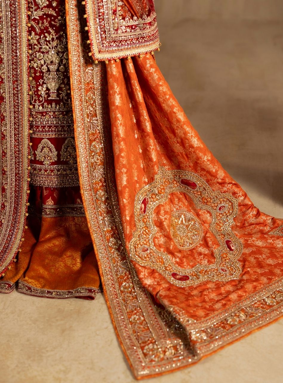 Anayra Amal - Dilkash - Red Long Shirt With Farshi Gharara Bridal - Image 4