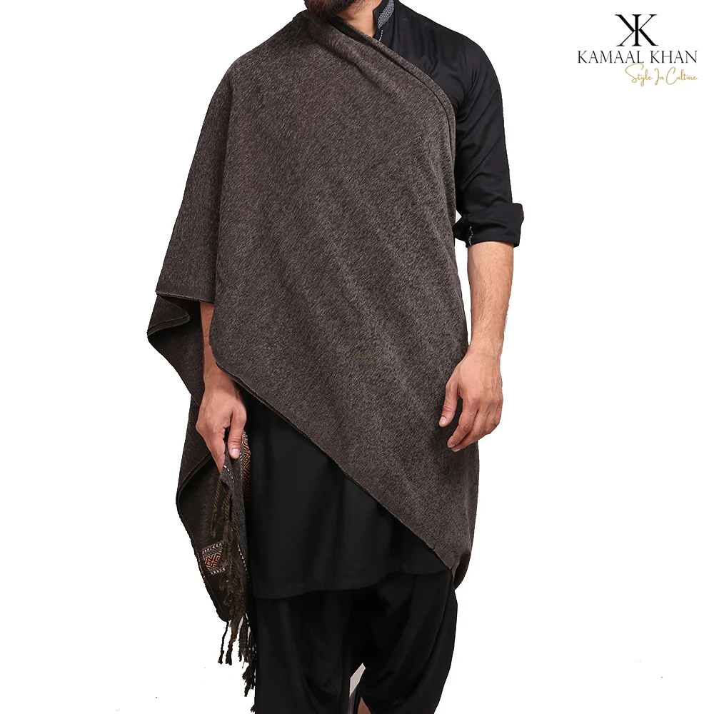 Kamaal Khan Regal Comfort: Pure Velvet Dhussa Shawl for Men - Image 15