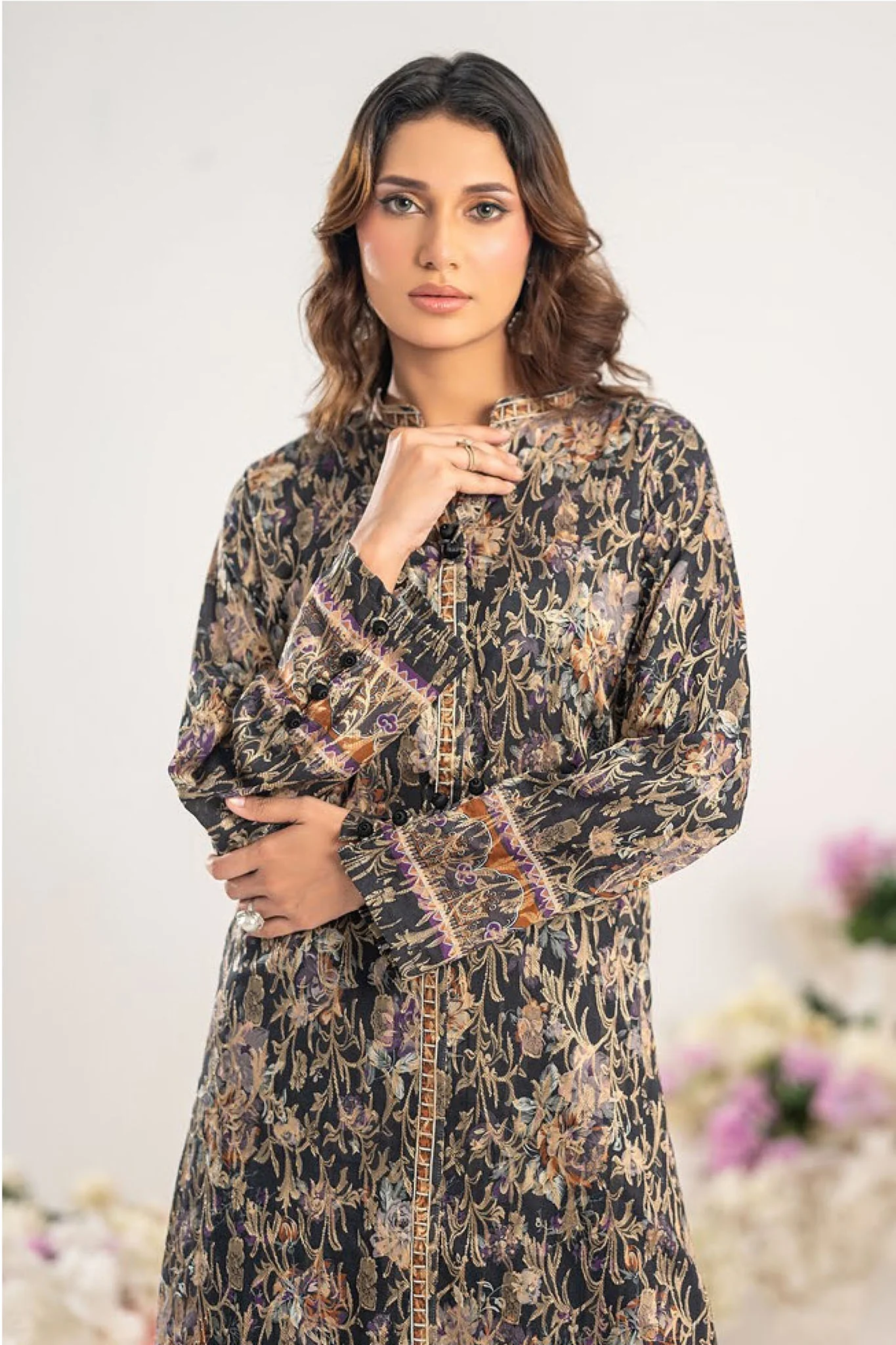 Odyssey By Dor Stitched Co Ords Printed Jacquard Chapter-01 Suit-DJOC-01-Black - Image 2