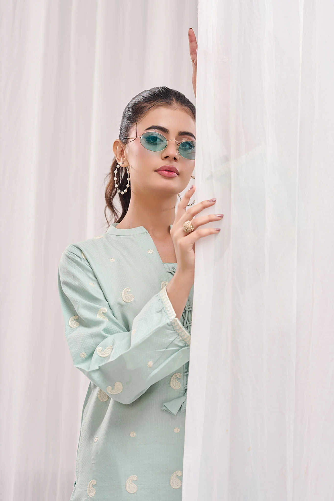 Pret Essentials By Dor Stitched Co Ords Embroidred Edit Suit-DPEC-03-Mint - Image 2