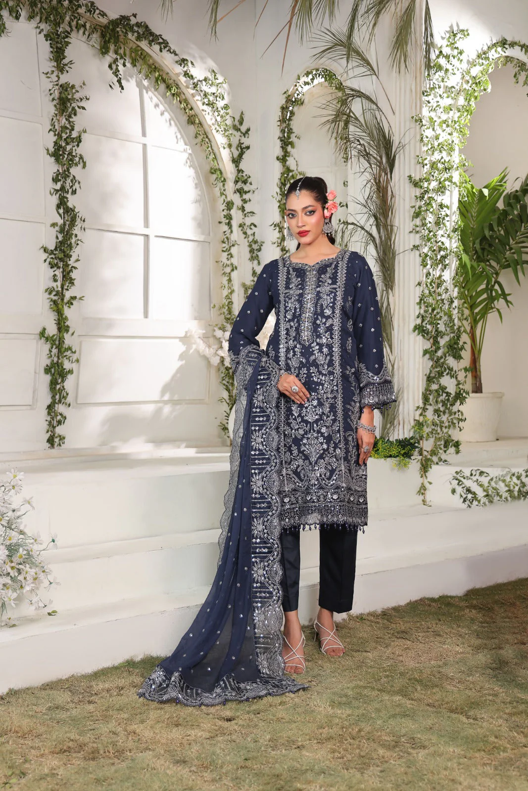 Chandi Raat By Dr Haris Semi-stitched 3 Piece Chiffon Collection-CHR-001