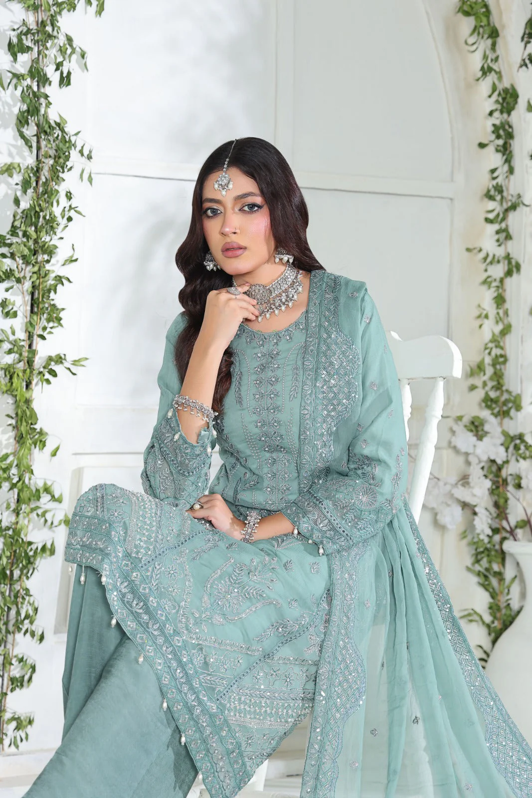 Chandi Raat By Dr Haris Semi-stitched 3 Piece Chiffon Collection-CHR-003 - Image 4