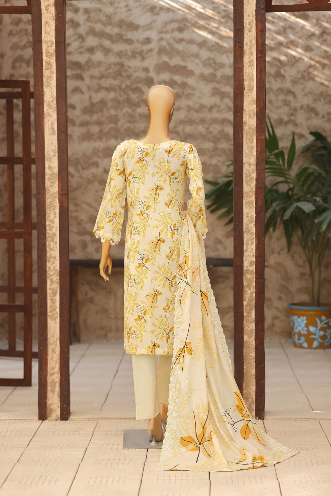 Dr Haris 4D Daman Cutwork Kari Unstitched 3 Piece Lawn Vol-03 Suit-DAM-013 - Image 2