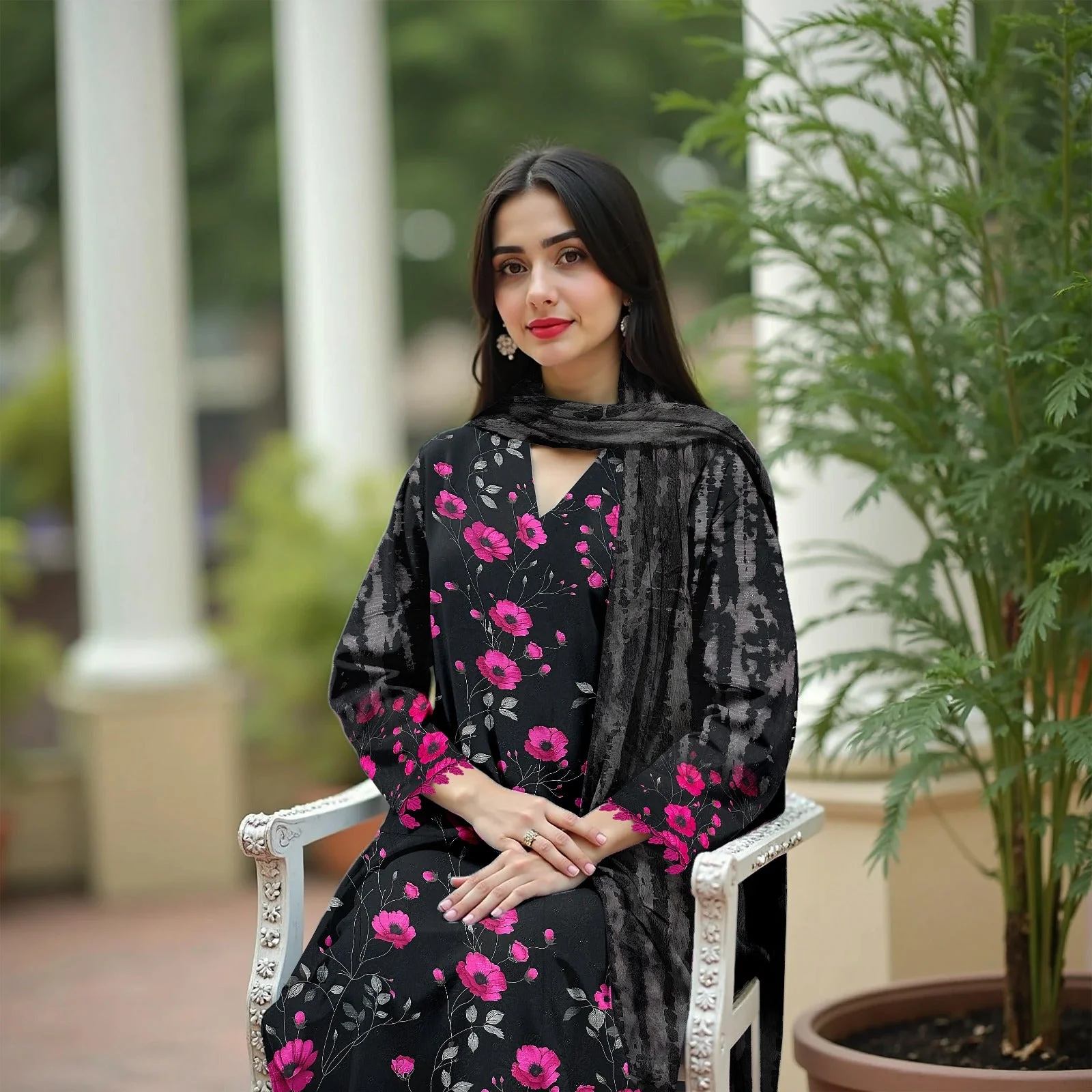 Dr Haris Unstitched 3 Piece Vol-04 Collection-Dpw-011 - Image 2