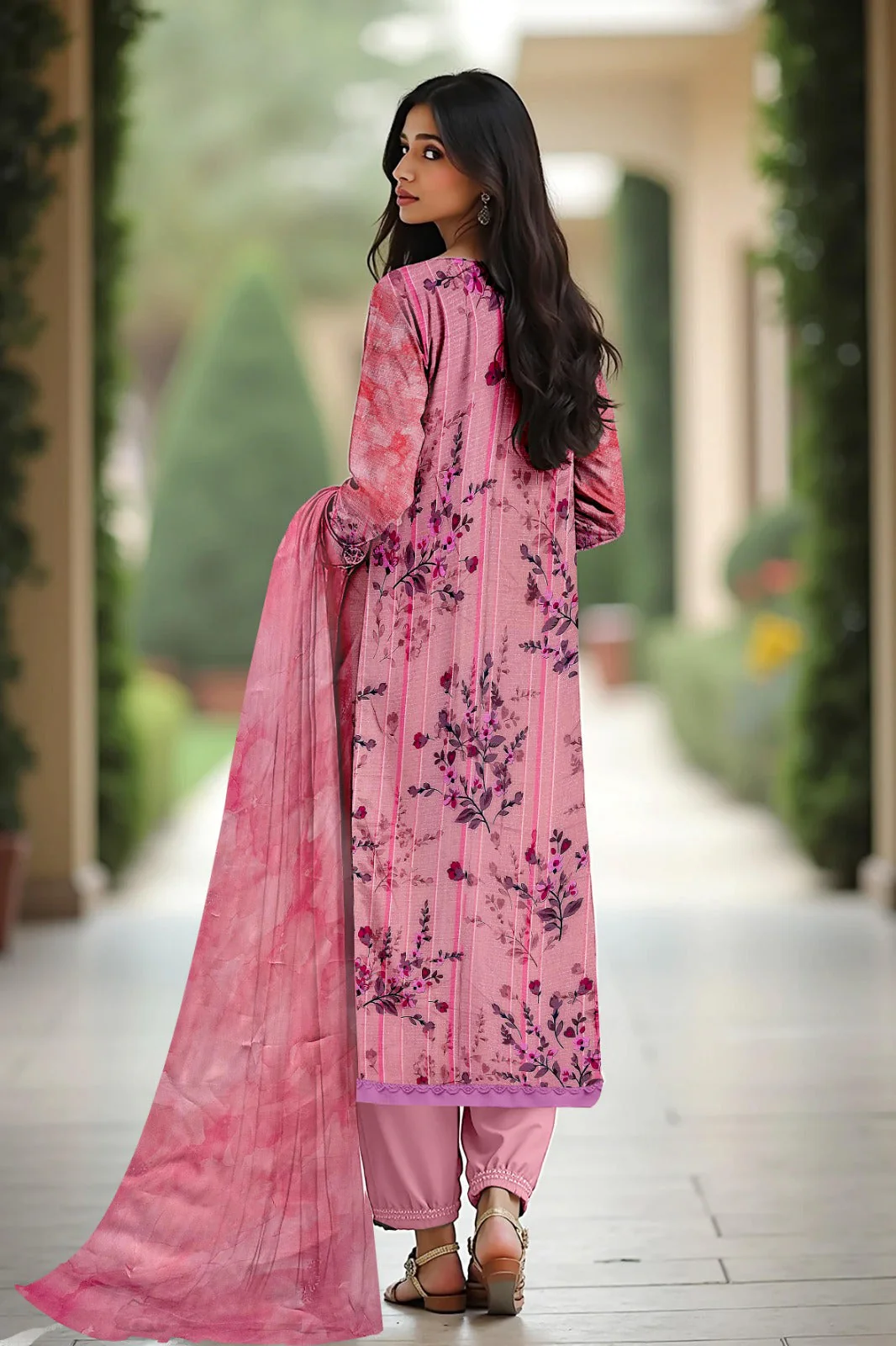 Dr Haris Unstitched 3 Piece Vol-08 Collection-Dpw-015 - Image 2