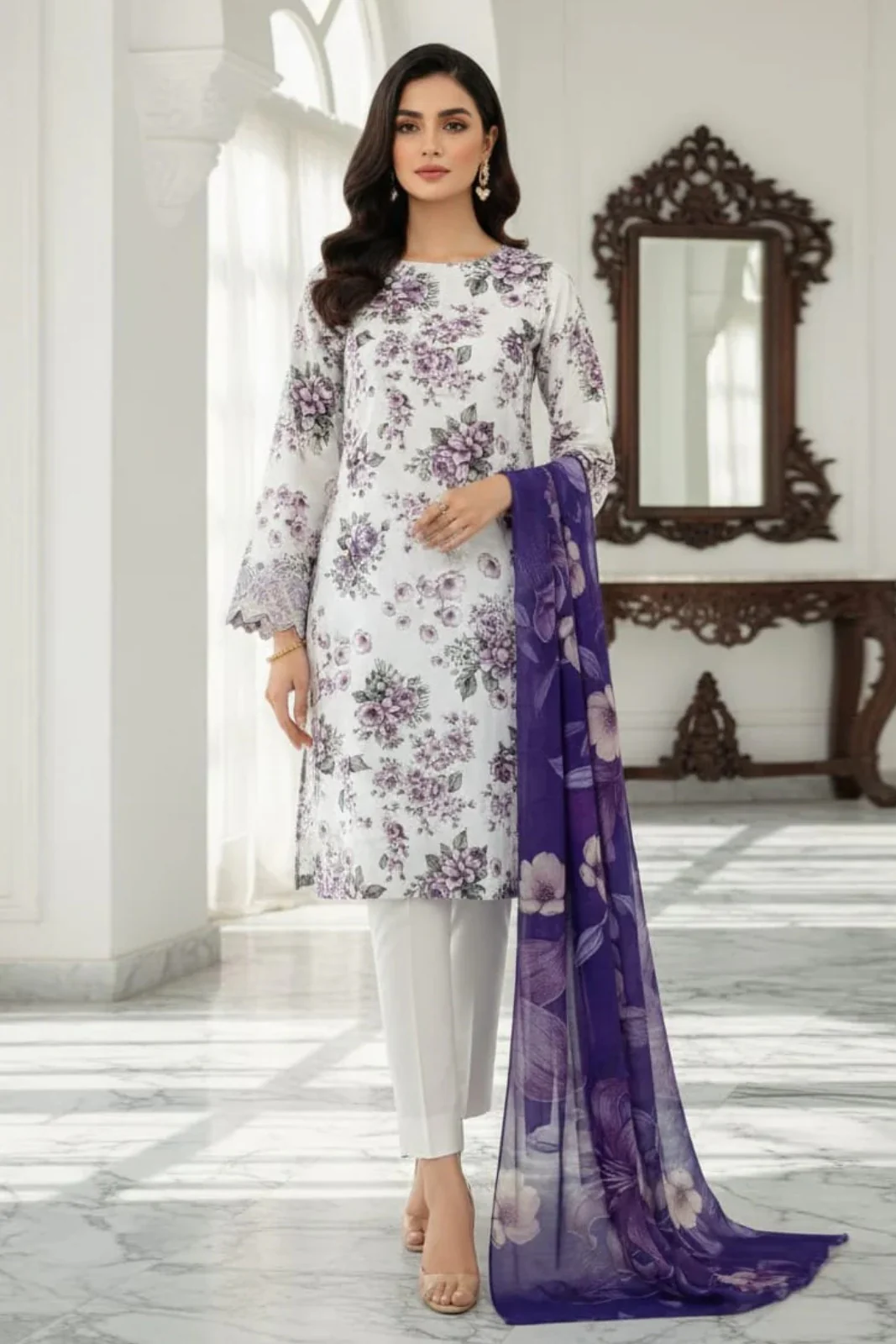Dr Haris Unstitched 3 Piece Printed Lawn Vol-01 Suit-DRP-006