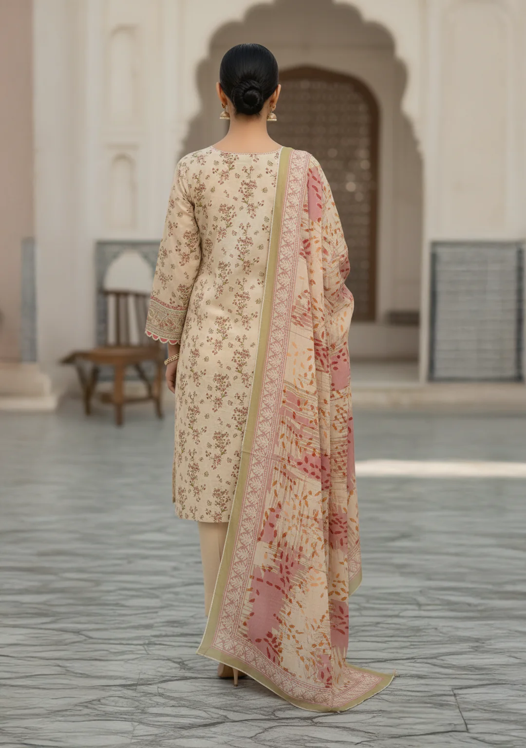Dr Haris Unstitched 3 Piece Printed  Lawn Vol-02 Suit-DRP-014 - Image 2