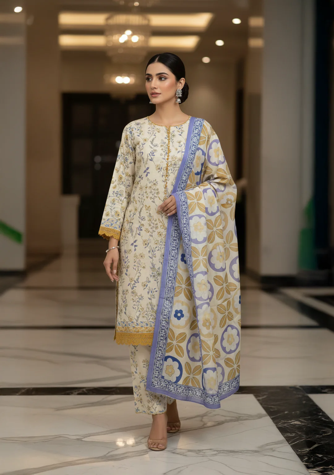 Dr Haris Unstitched 3 Piece Printed Lawn Vol-02 Suit-DRP-018