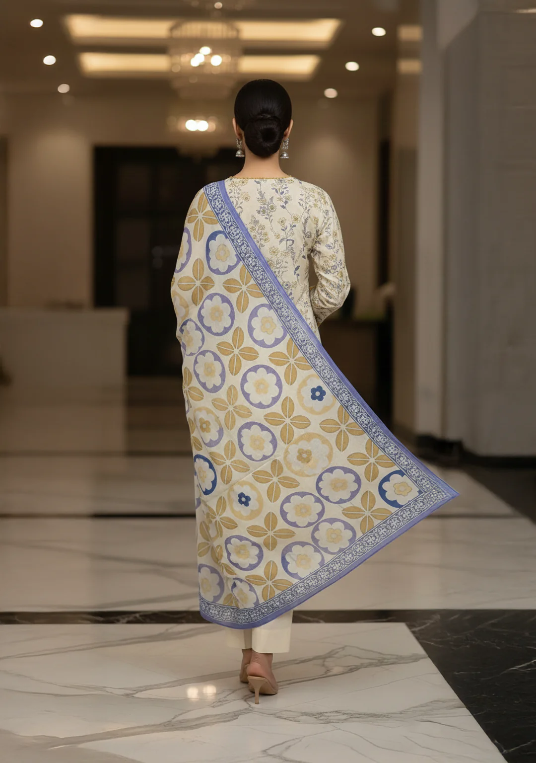 Dr Haris Unstitched 3 Piece Printed Lawn Vol-02 Suit-DRP-018 - Image 2