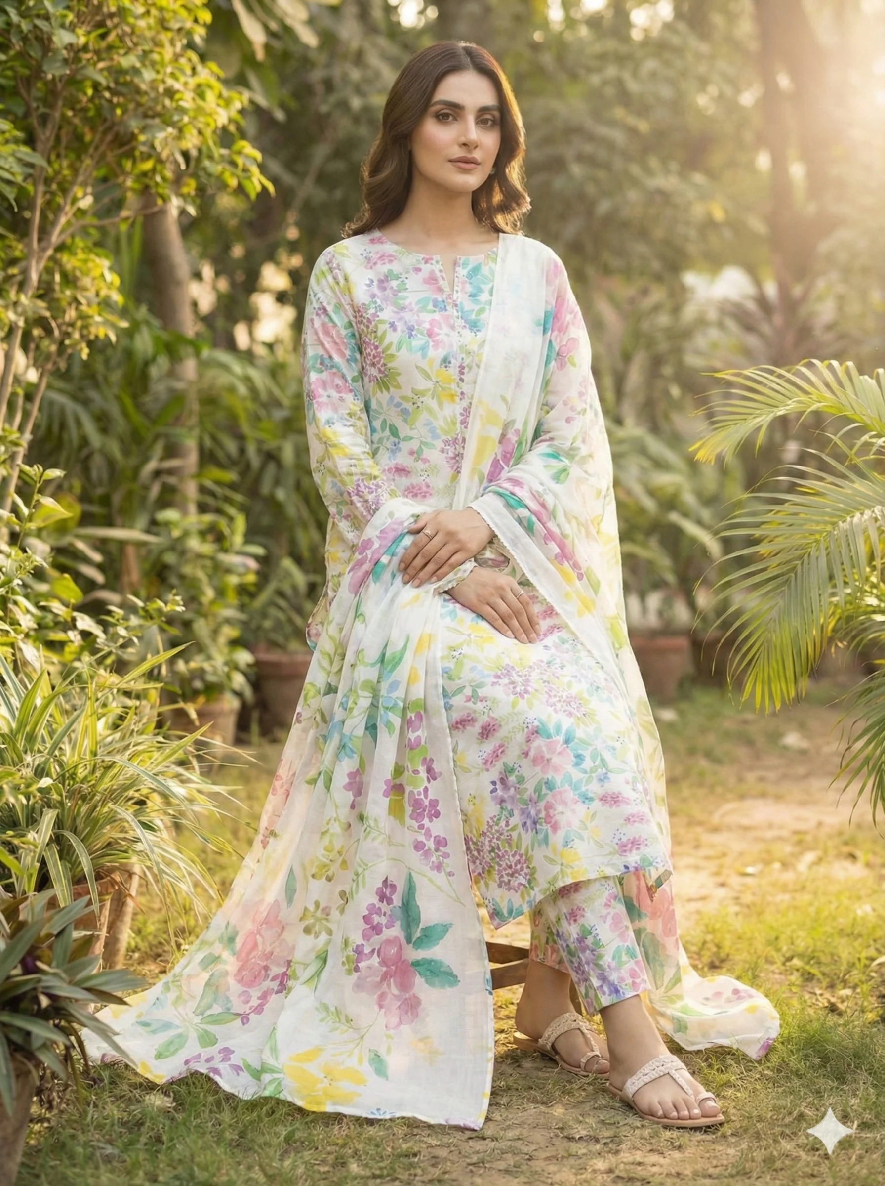 Dr Haris Unstitched 3 Piece Printed  Lawn Vol-03 Suit-DRP-024 - Image 3
