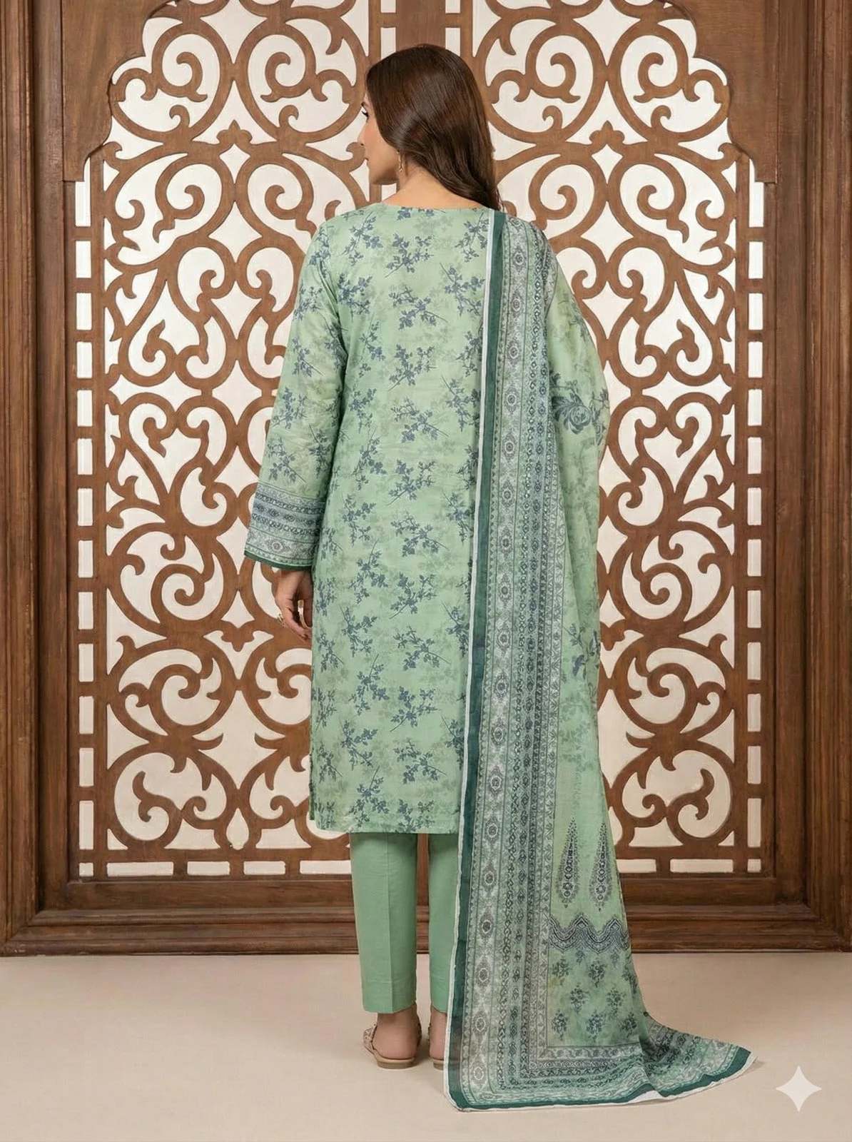 Dr Haris Unstitched 3 Piece Printed Lawn Vol-04 Suit-DRP-032 - Image 2