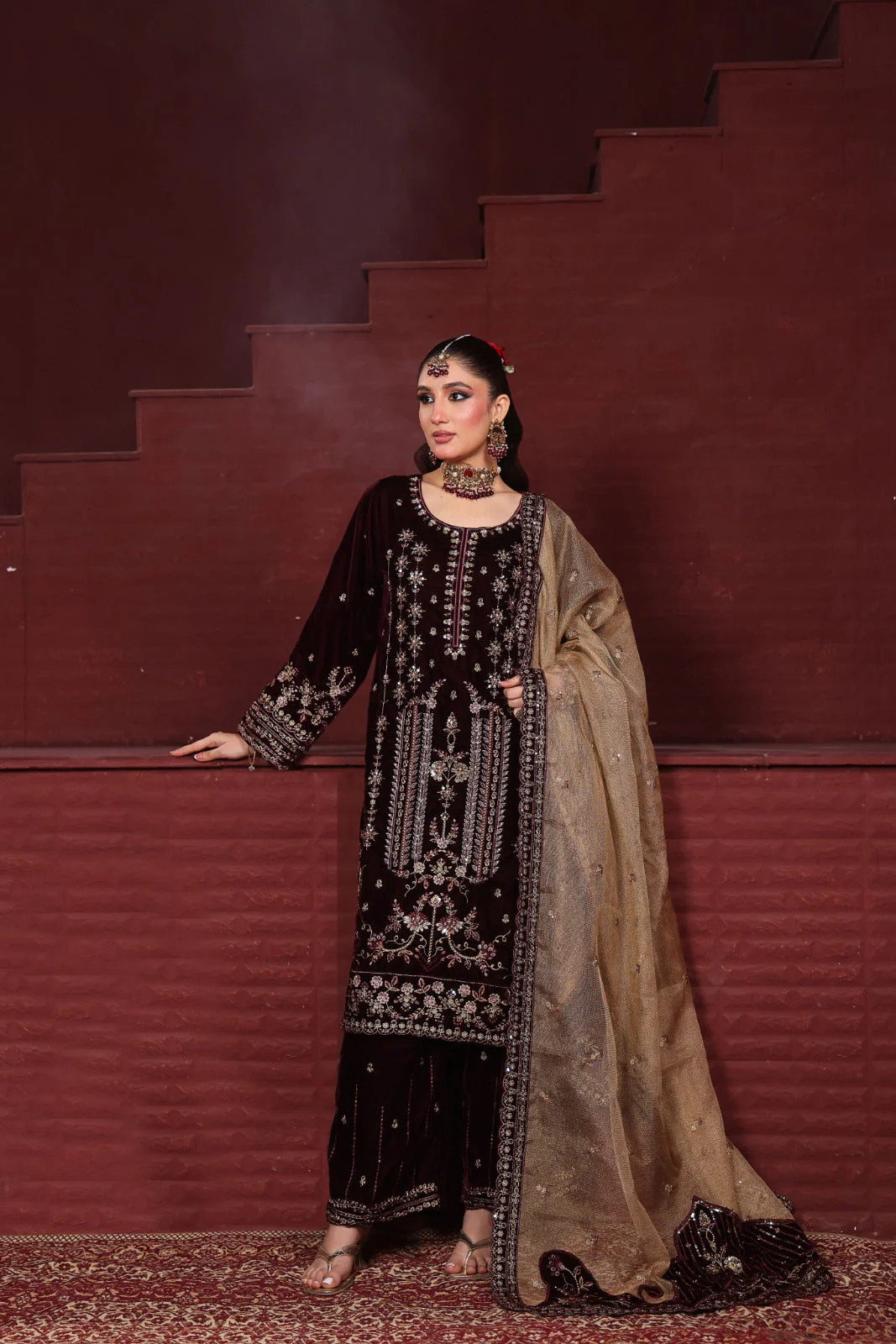 Dr Haris Unstitched 3 Piece Winter Velvet Vol-4 Collection-DRV-008 - Image 3