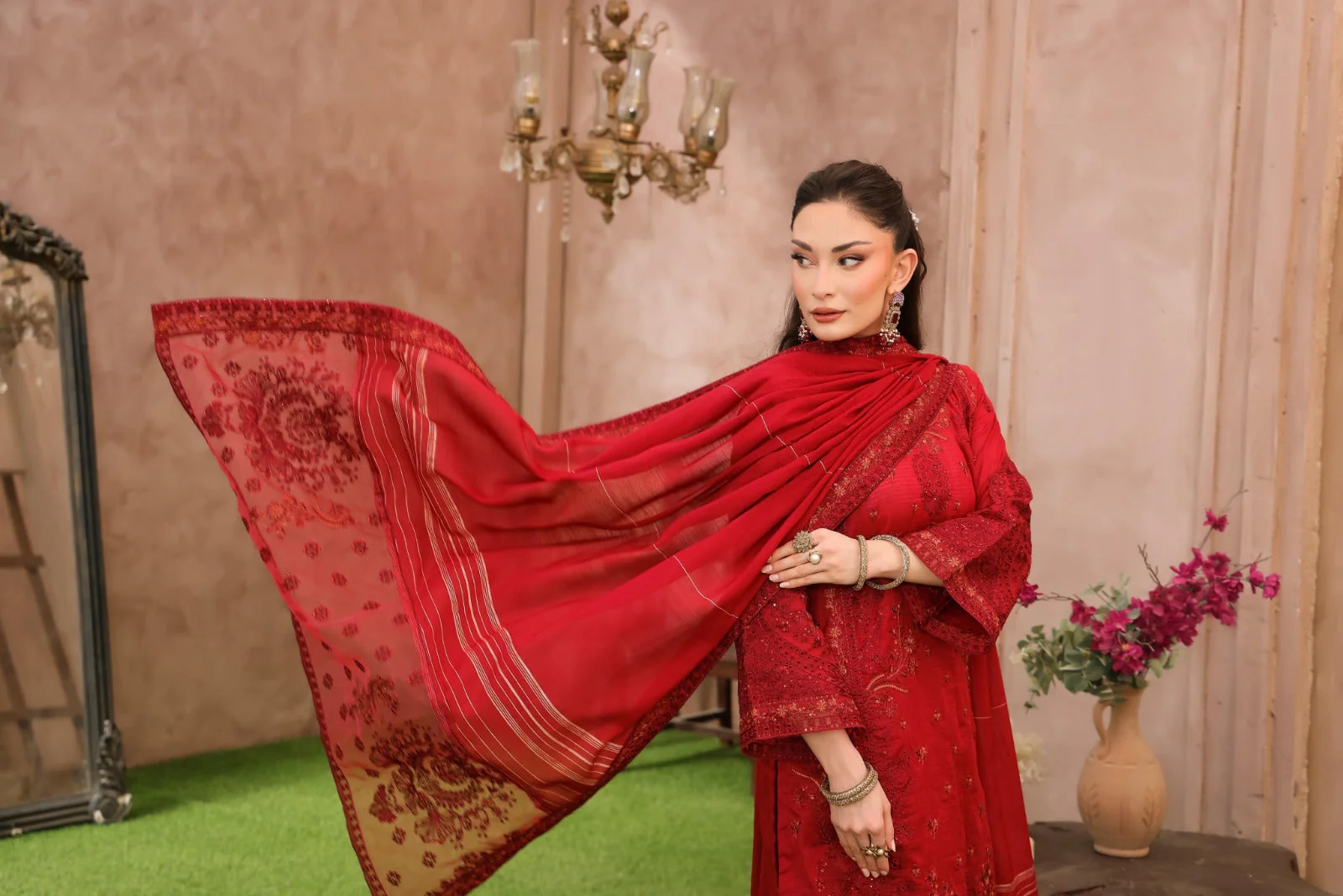 Queen By Dr Haris Unstitched 3 Piece Summer Collection-Que-006 - Image 4