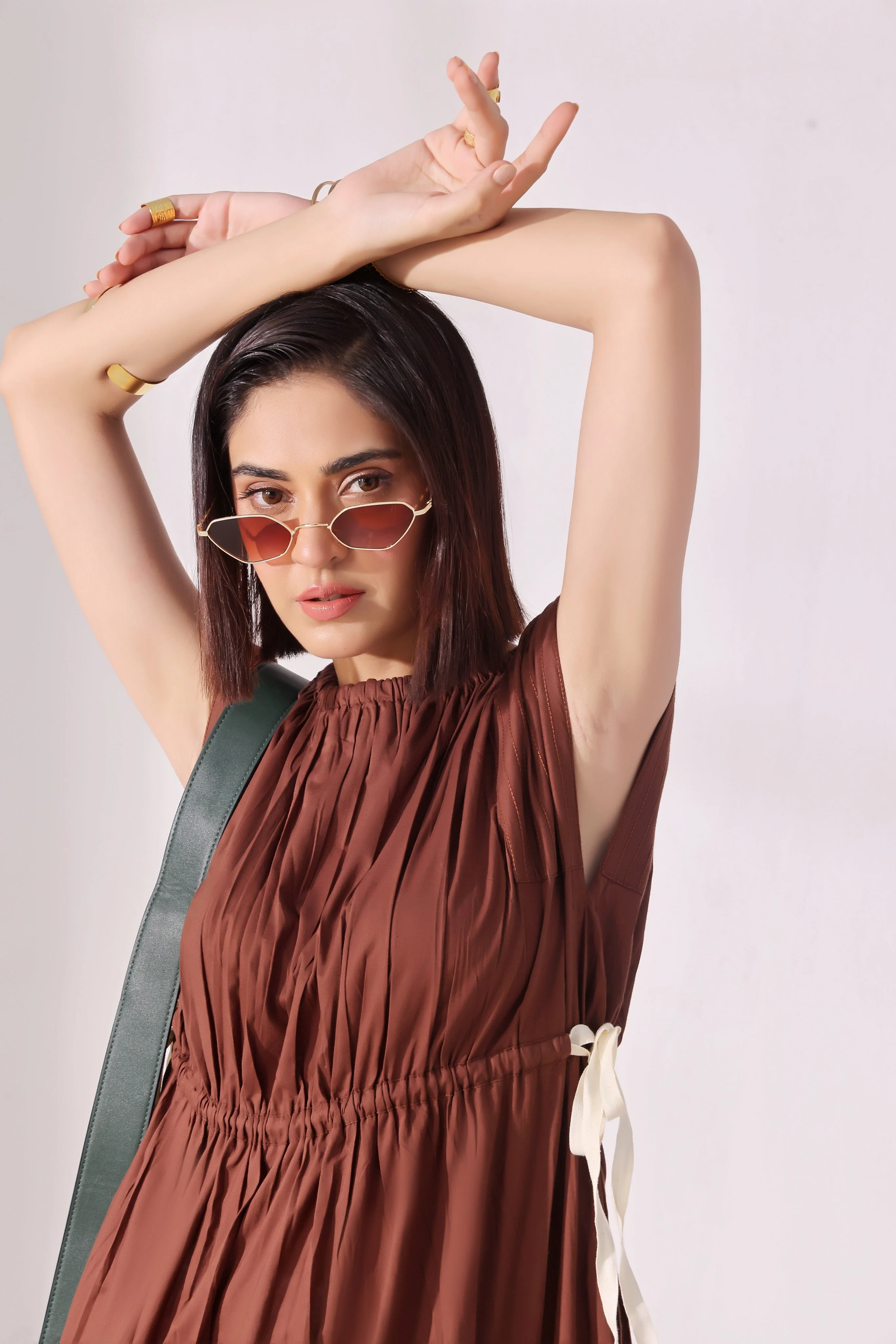 Ora Fashion Stitched Dress Suit-Ora Fashion Coffee Dress - Image 12