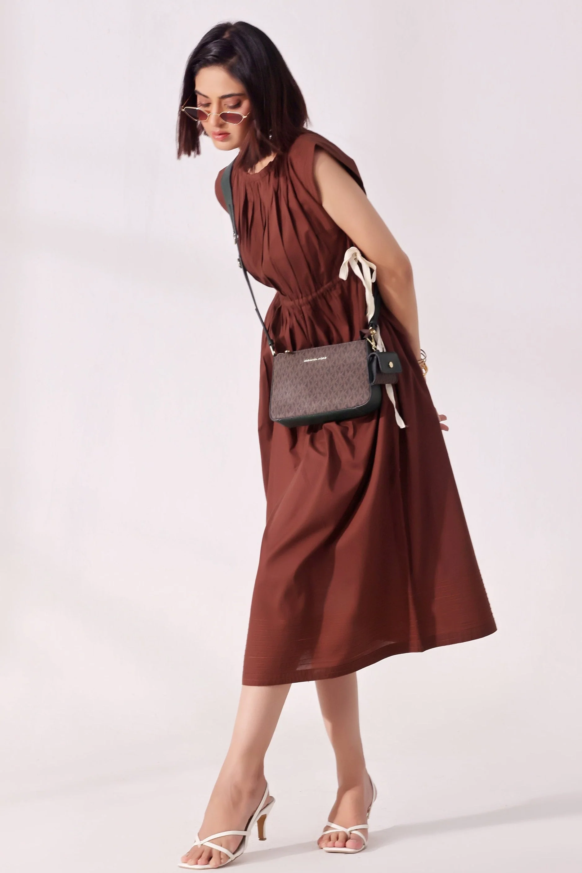 Ora Fashion Stitched Dress Suit-Ora Fashion Coffee Dress - Image 9