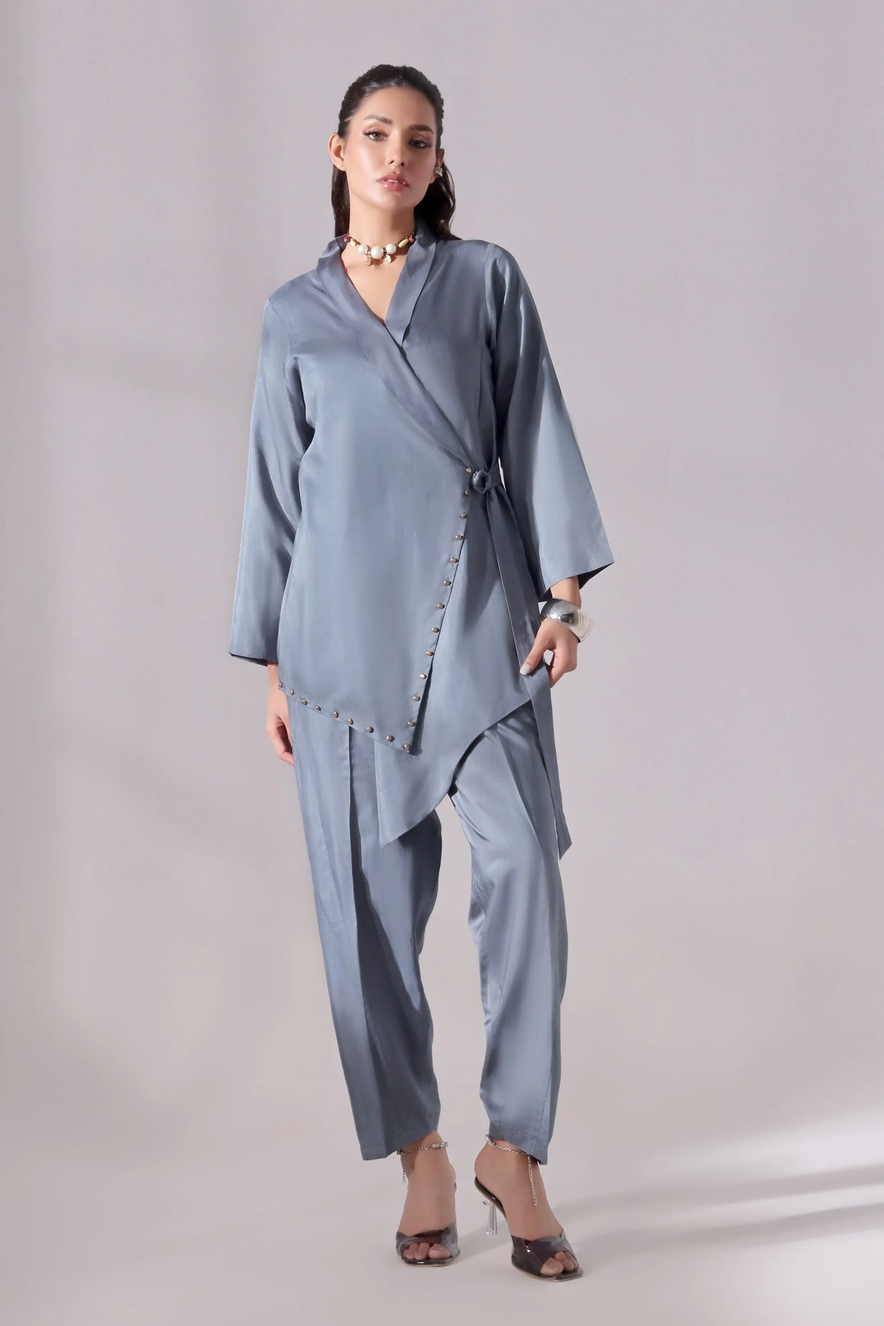 Ora Fashion Stitched 2 Piece Summer Suit-Ora Fashion Teal Dress - Image 8