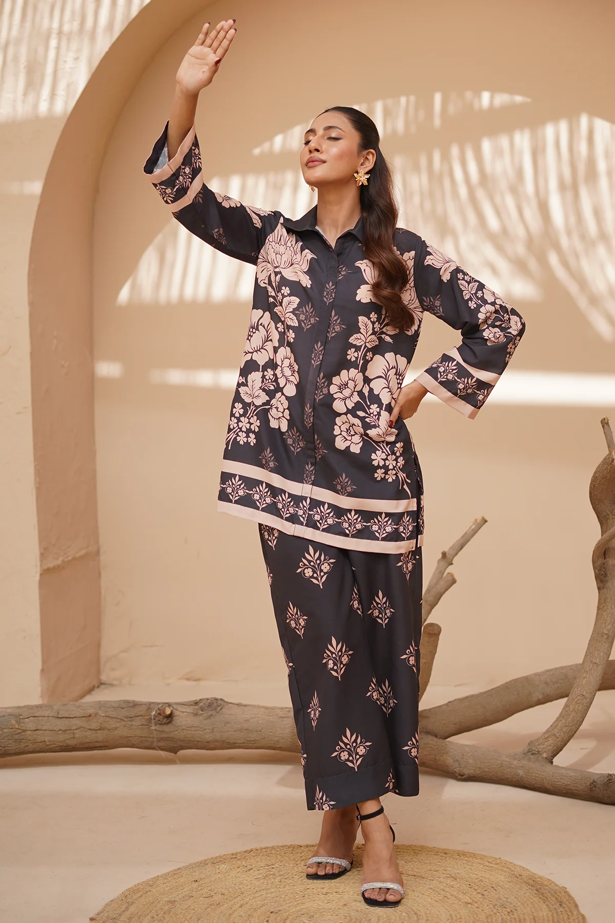 Nairah Stitched Co Ords Summer Suit-Eclipse