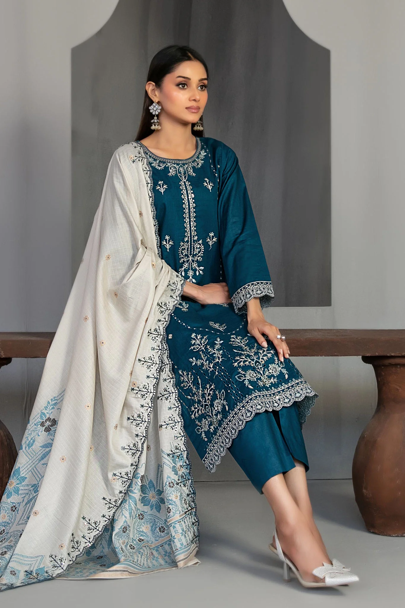 Efza By Tawakkal Unstitched 3 Piece Fancy Emb Lawn Suit-D-2969 - Image 2