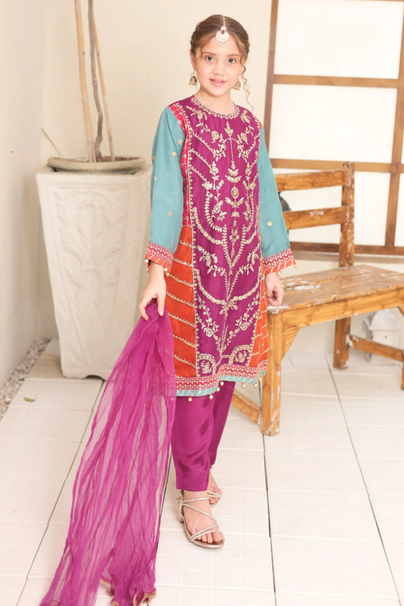 Eid Ki Khushiyan By Shanzey Stitched 3 Piece Kids Formals Suit-SHK-5903 - Image 5