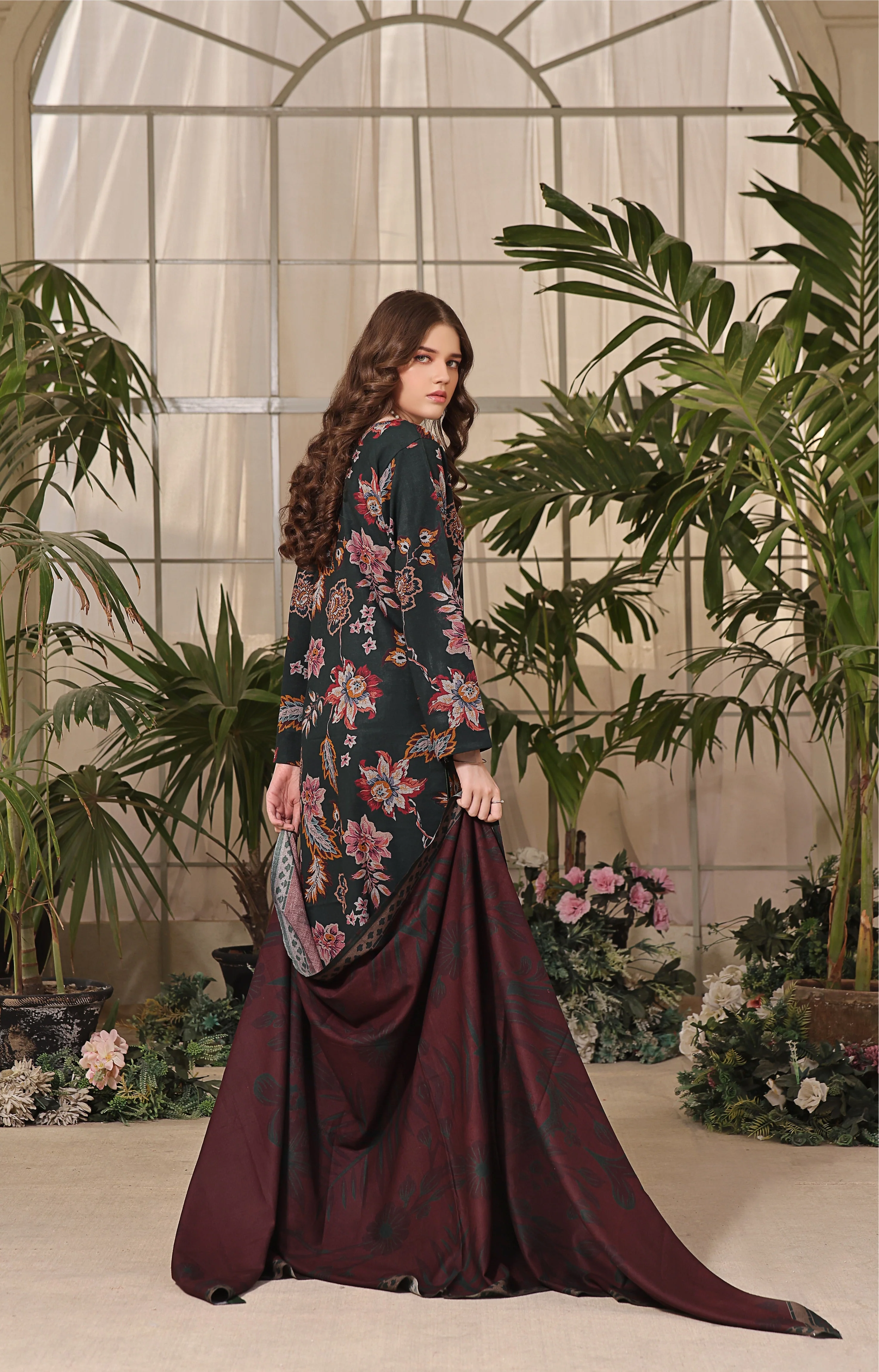 Feathers Unstitched 3 Piece Winter Collection-ELEGANCE-FT319 - Image 2