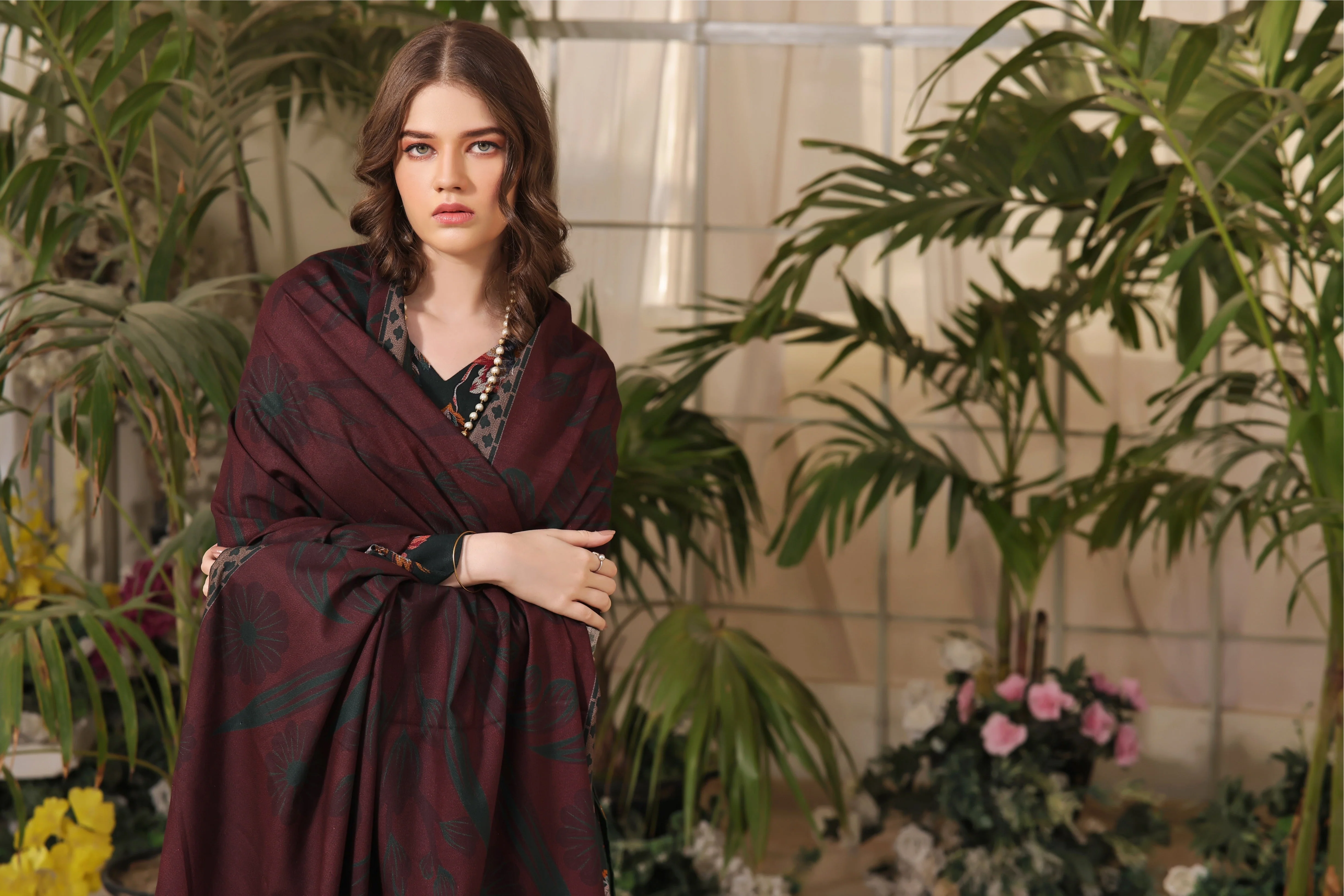Feathers Unstitched 3 Piece Winter Collection-ELEGANCE-FT319 - Image 3