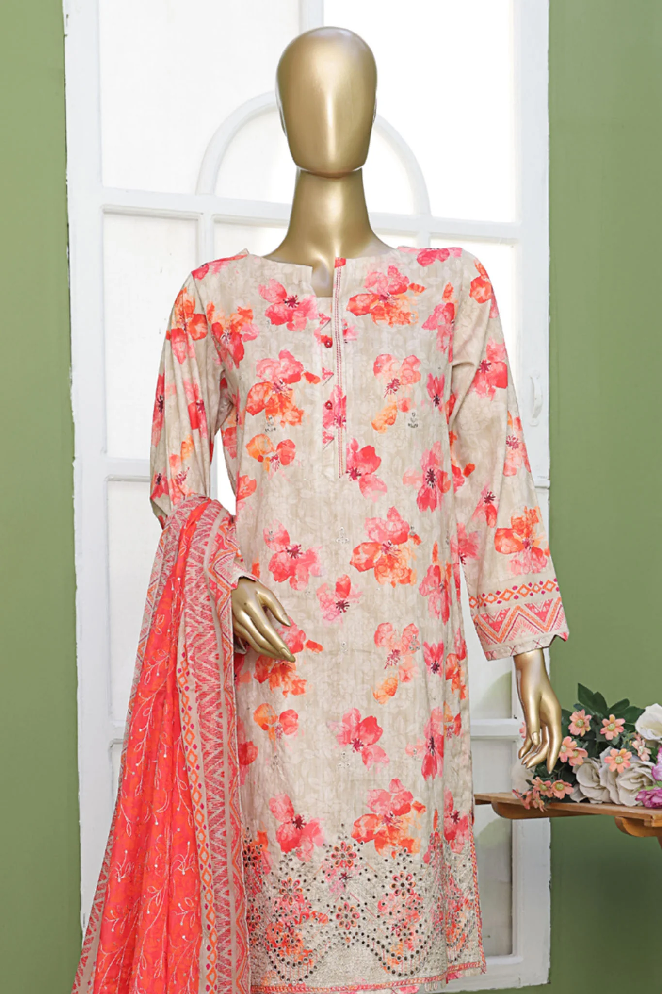 Elite By HZ Unstitched 3 Piece Emb Lawn Suit-ELE-210 - Image 2
