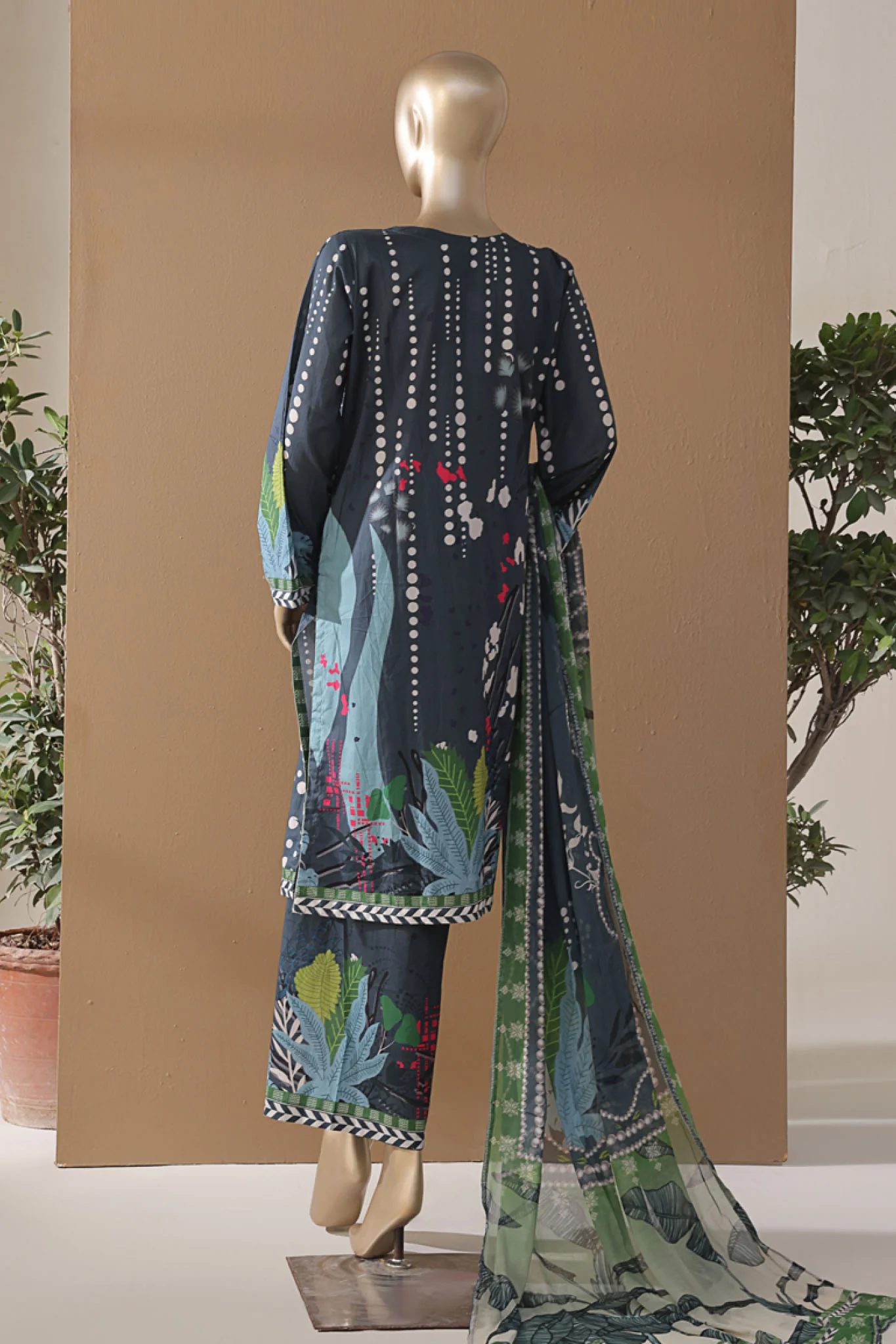 Intermix Art & Craft By HZ Stitched 3 Piece Printed Cambric Suit-ELP-3P-531-Zinc - Image 3