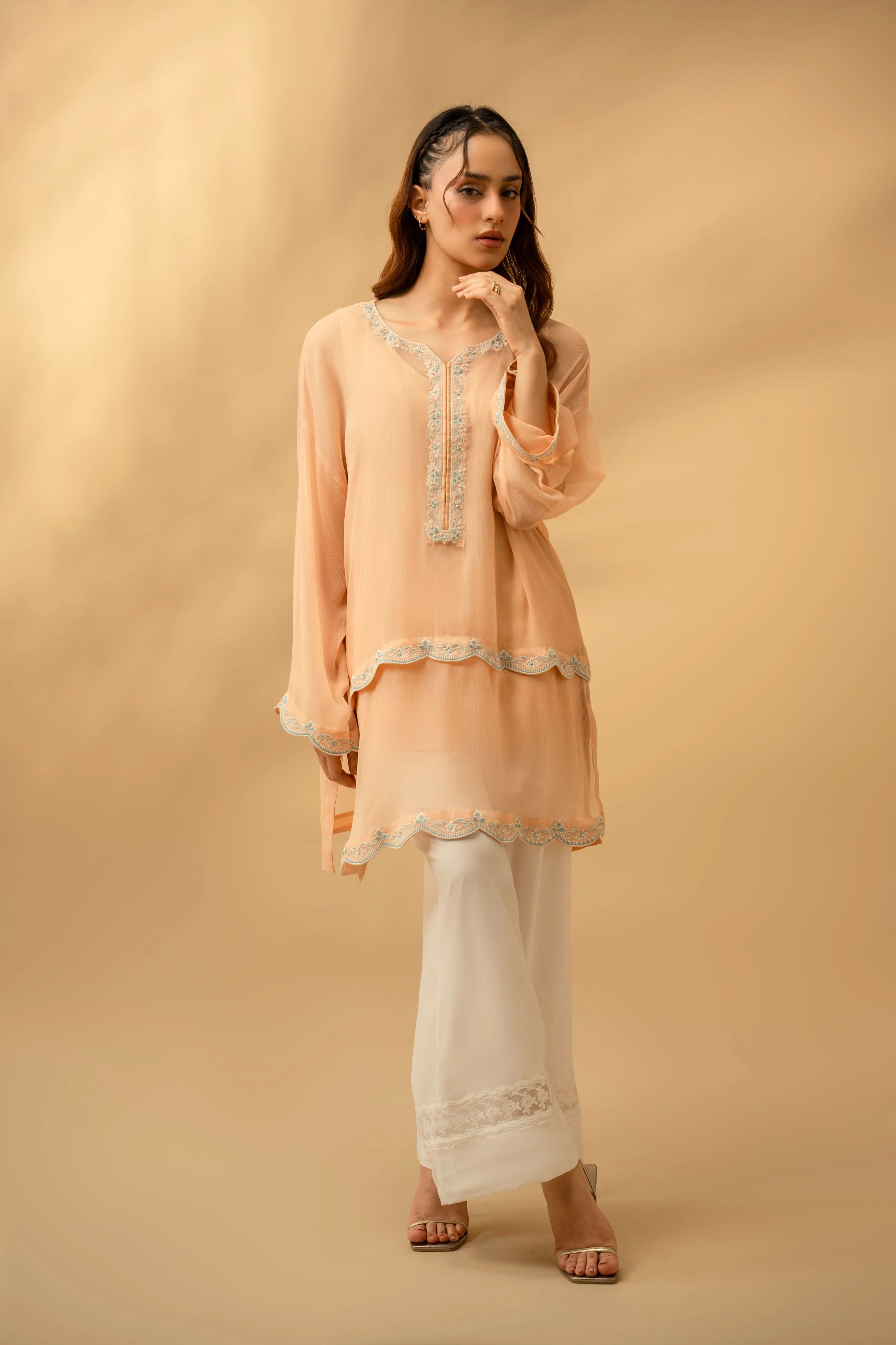 Elysia By Zouj Stitched Summer Suit-Gossamer - Image 4