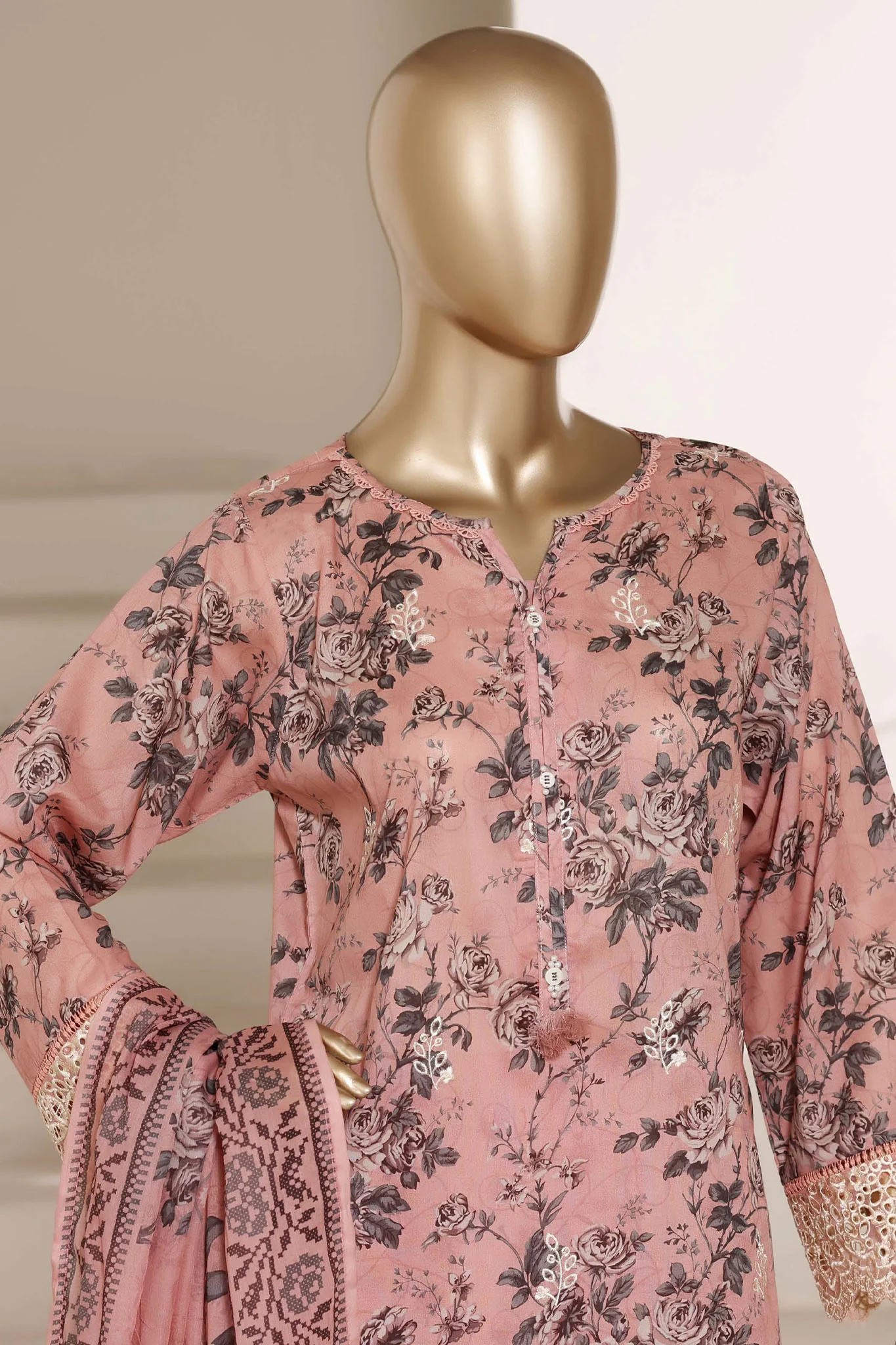 Amyrah By Sada Bahar Stitched 3 Piece Festive Emb Lawn Vol-01 Suit-EMB-4833-PEACH - Image 2