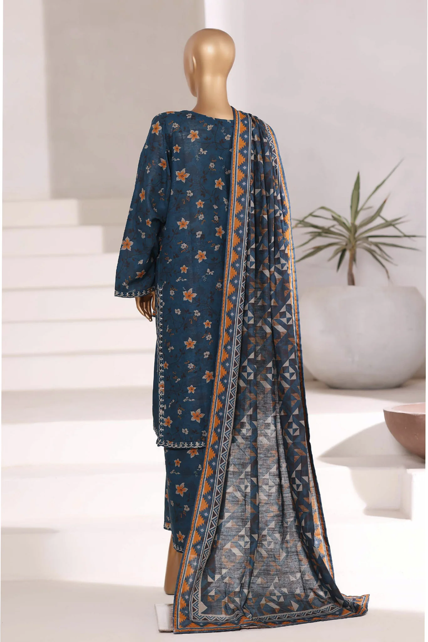 Sada Bahar Stitched 3 Piece Emb Khaddar Fall Suit-EMB-6851-Sea Green - Image 3