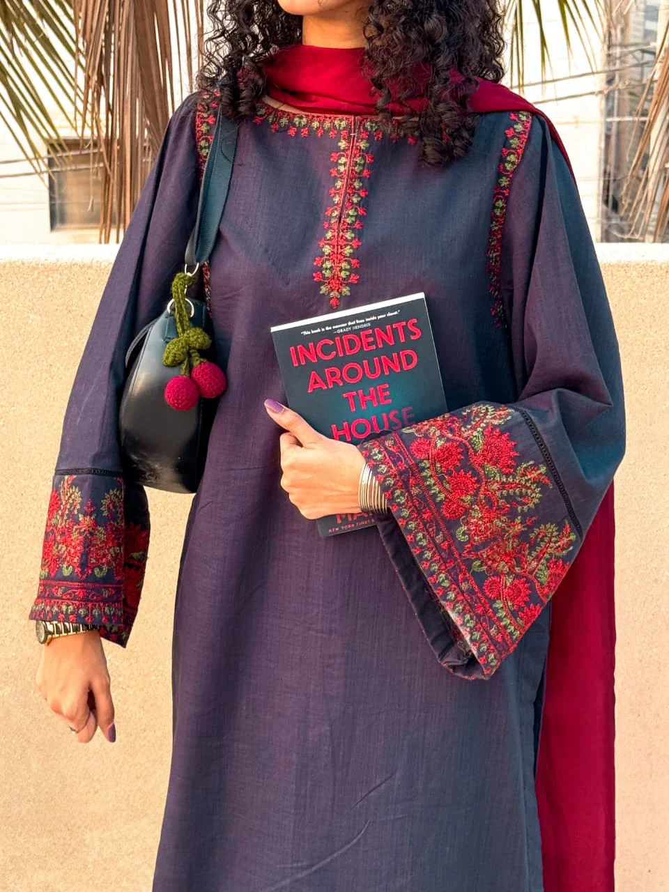 Urban Cut Embroidered  2-Piece Cotton Textured Kurta Set-C0233 - Image 3