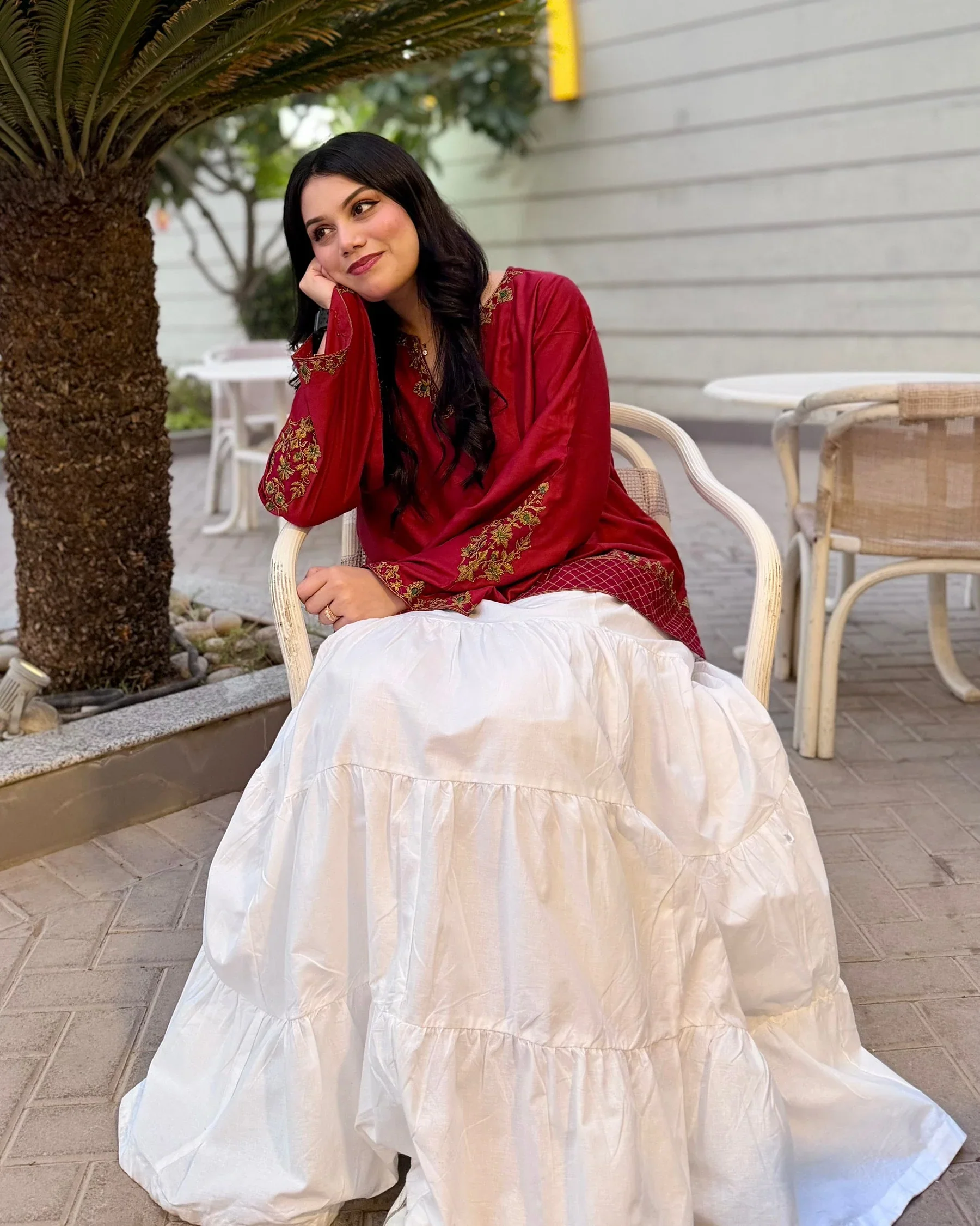 Urban Cut Embroidered Flowy Kurti Top - Image 3