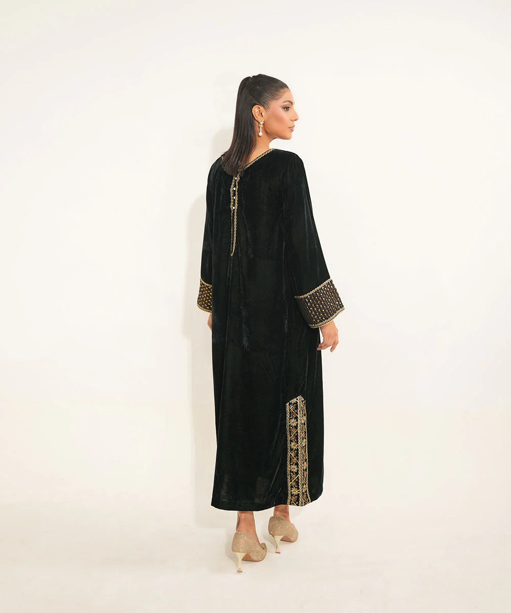 Velvet Saga By Kross Kulture Stitched Embroidered Velvet Shirt Suit-0001865-SML-BGR - Image 8