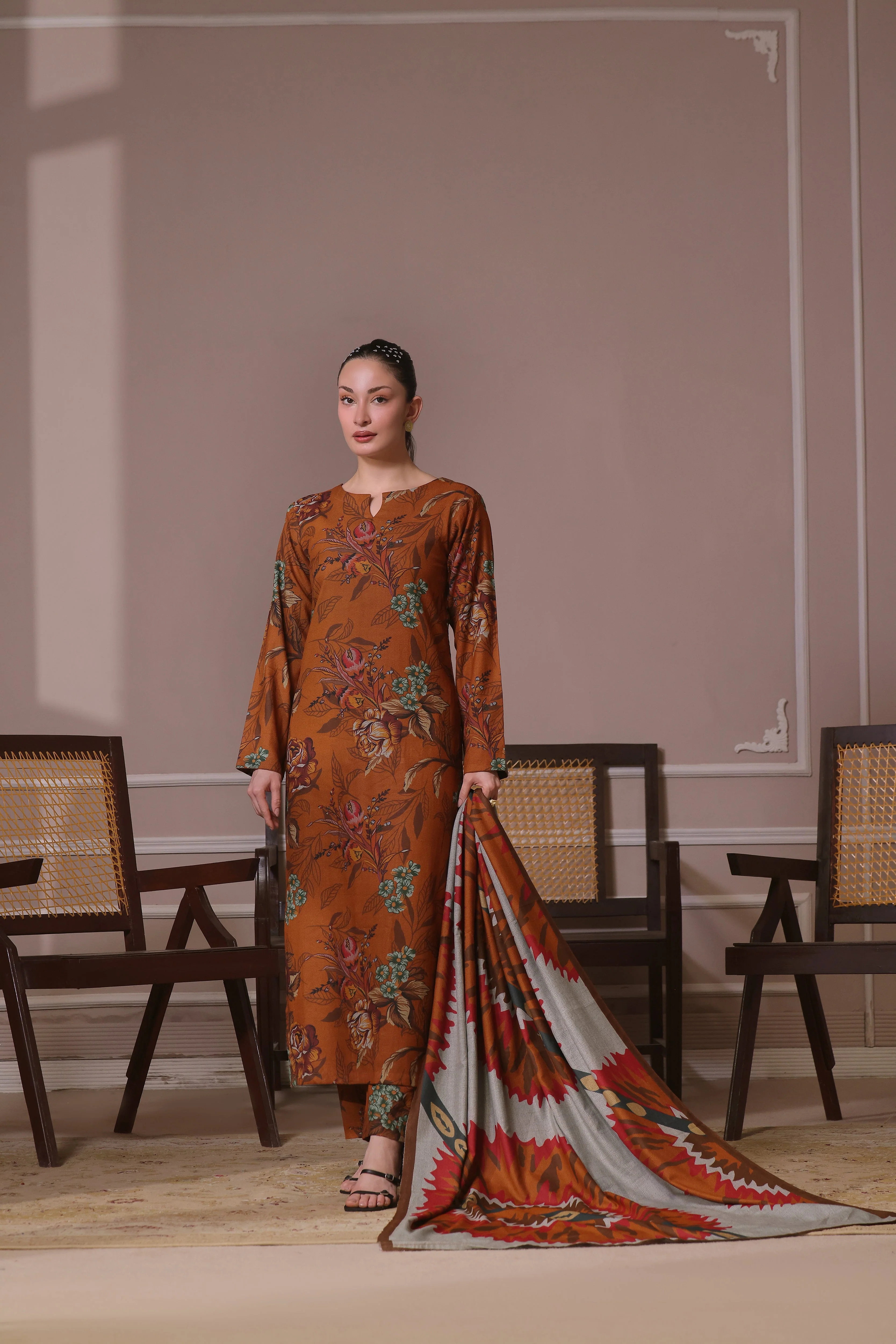 Feathers Unstitched 3 Piece Winter Collection-EMERALD ISLE-FT440 - Image 2
