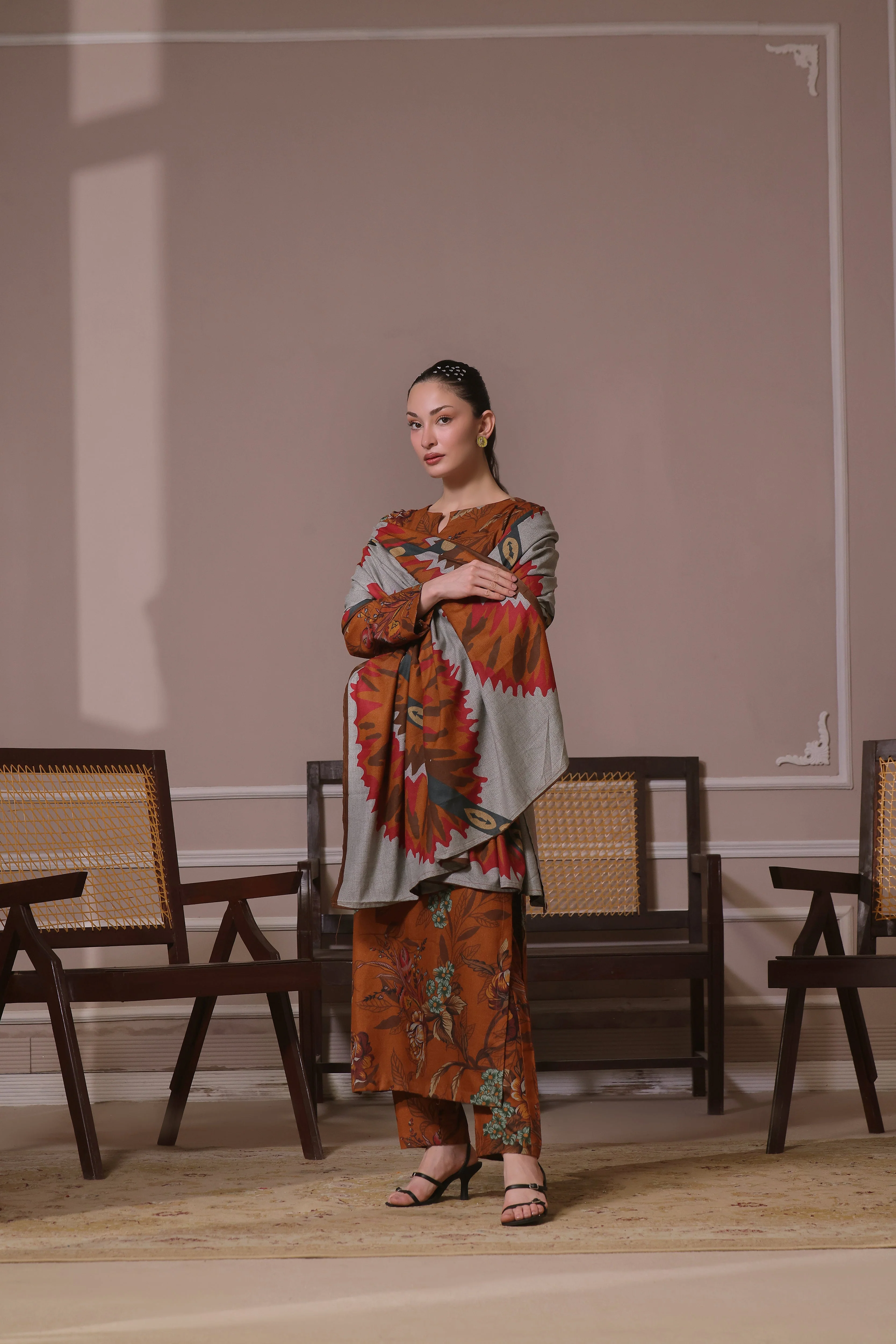Feathers Unstitched 3 Piece Winter Collection-EMERALD ISLE-FT440 - Image 3