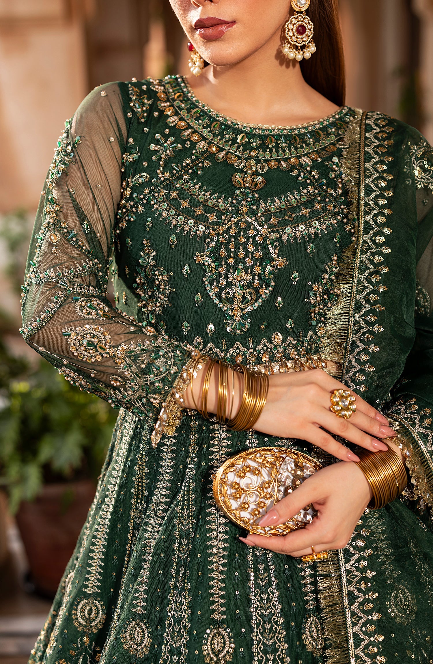 Aylin Unstitched 3 Piece Wedding Edit Suit-Emerald Maxi - Image 5